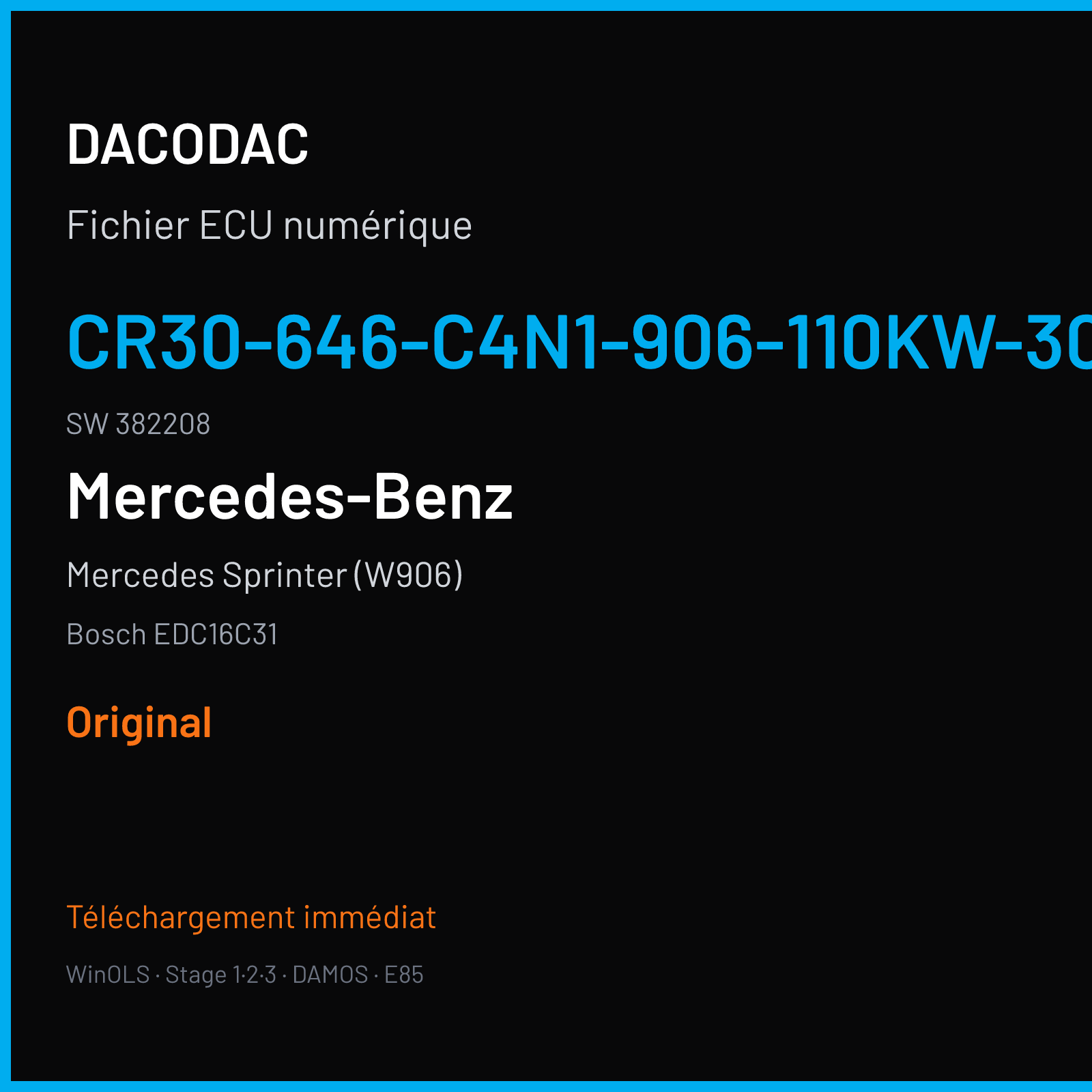 Mercedes Sprinter (W906) (2006) — Bosch EDC16C31 — CR30-646-C4N1-906-110KW-30-0MEF-00-DTZ-024 · 382208 — Original
