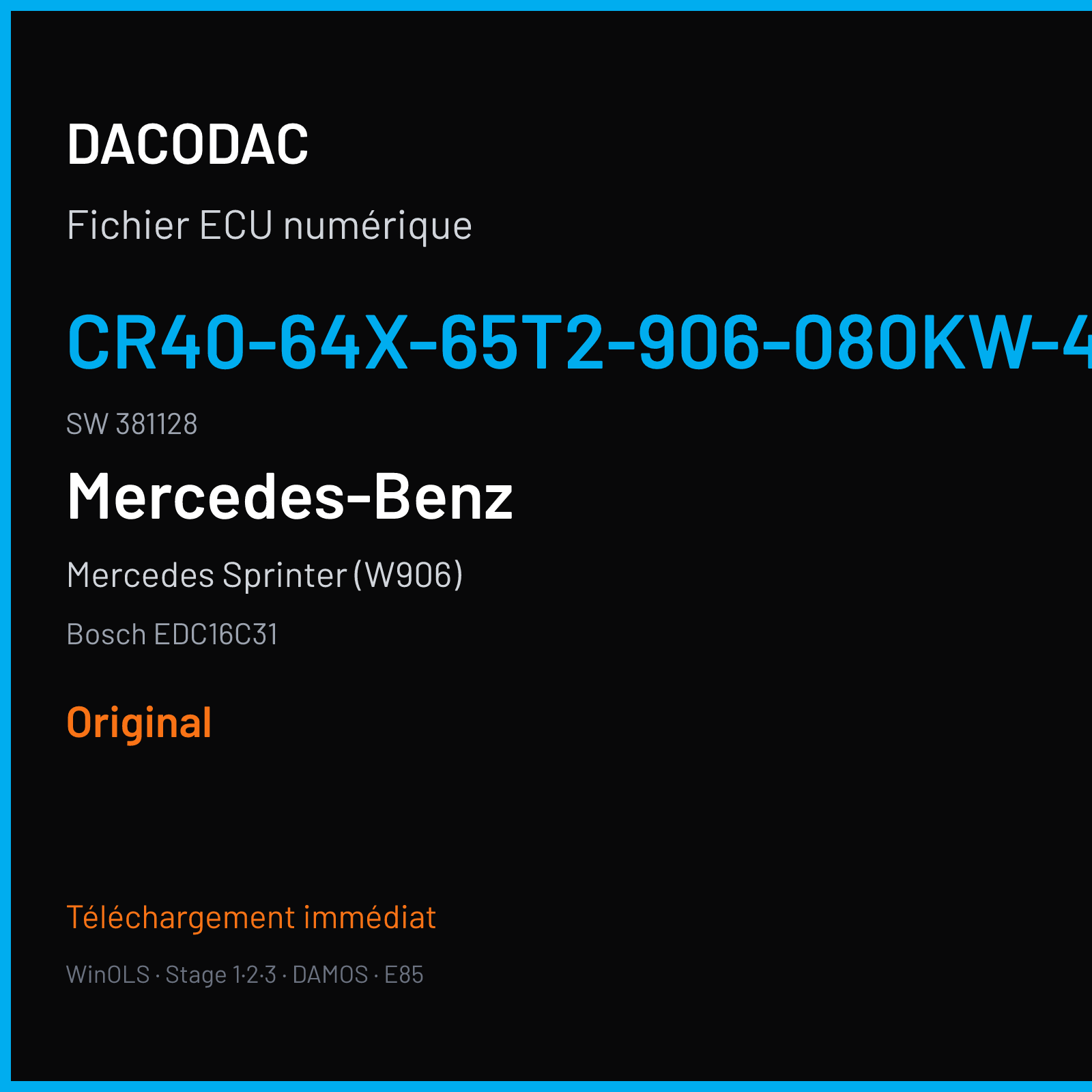 Mercedes Sprinter (W906) (2006) — Bosch EDC16C31 — CR40-64X-65T2-906-080KW-43-0MEF-05-IAP-000 · 381128 — Original
