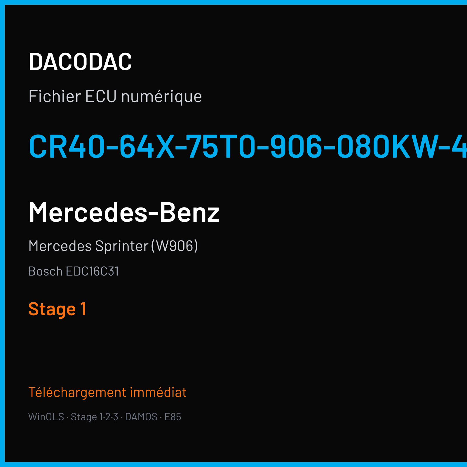 Mercedes Sprinter (W906) (2006) — Bosch EDC16C31 — CR40-64X-75T0-906-080KW-40N-0MEF-03-IAS-001 — Stage 1