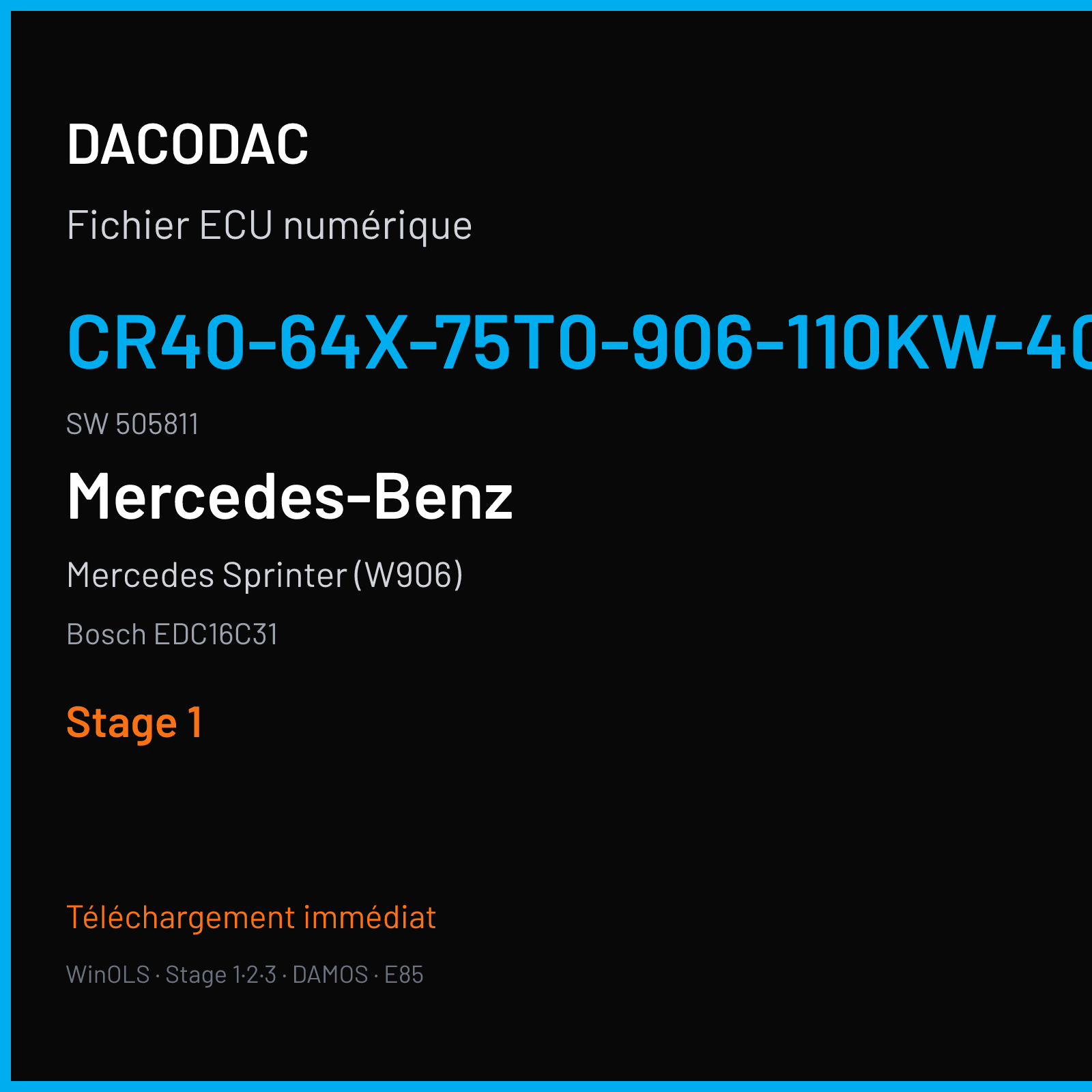 Mercedes Sprinter (W906) (2010) — Bosch EDC16C31 — CR40-64X-75T0-906-110KW-40N-0MEF-03-IAS-001 · 505811 — Stage 1