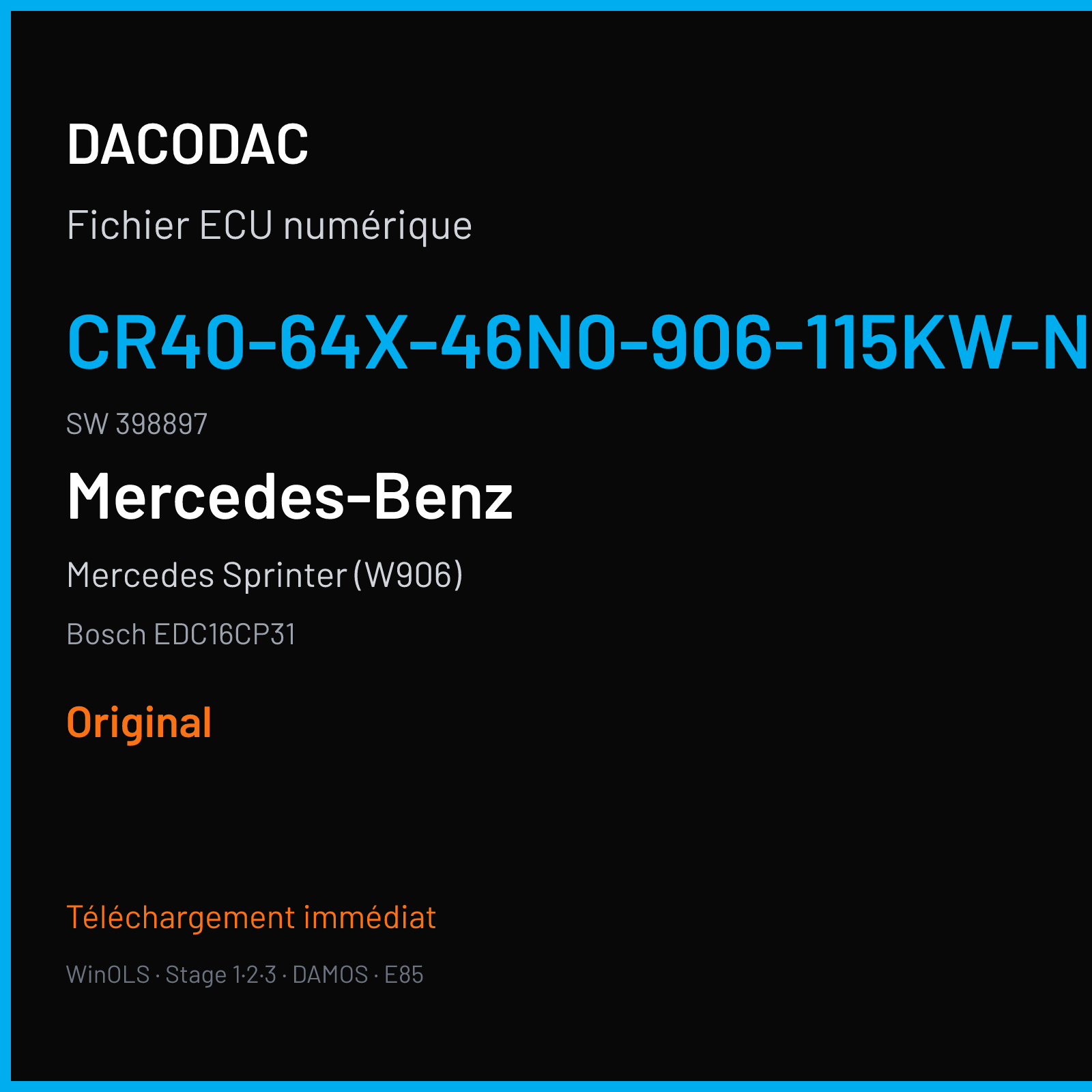 Mercedes Sprinter (W906) (2017) — Bosch EDC16CP31 — CR40-64X-46N0-906-115KW-N7-0ANF-01-IAS-003 · 398897 — Original