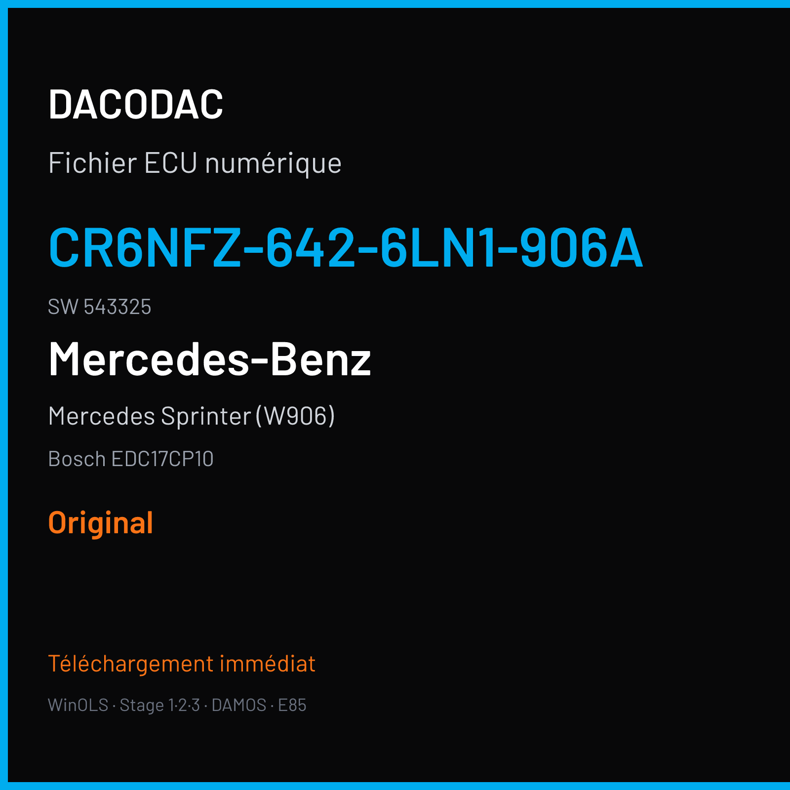 Mercedes Sprinter (W906) (2012) — Bosch EDC17CP10 — CR6NFZ-642-6LN1-906A · 543325 — Original