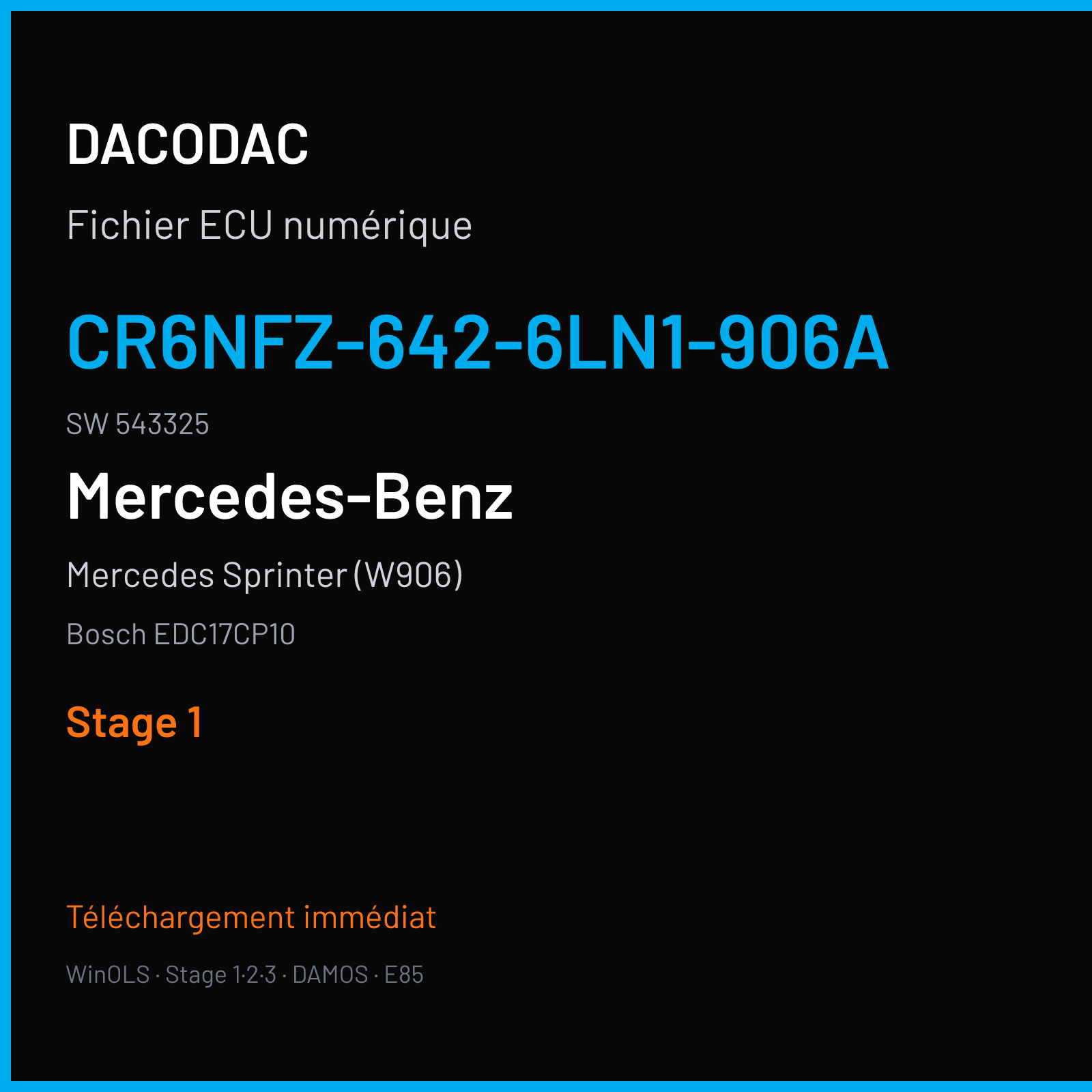 Mercedes Sprinter (W906) (2012) — Bosch EDC17CP10 — CR6NFZ-642-6LN1-906A · 543325 — Stage 1