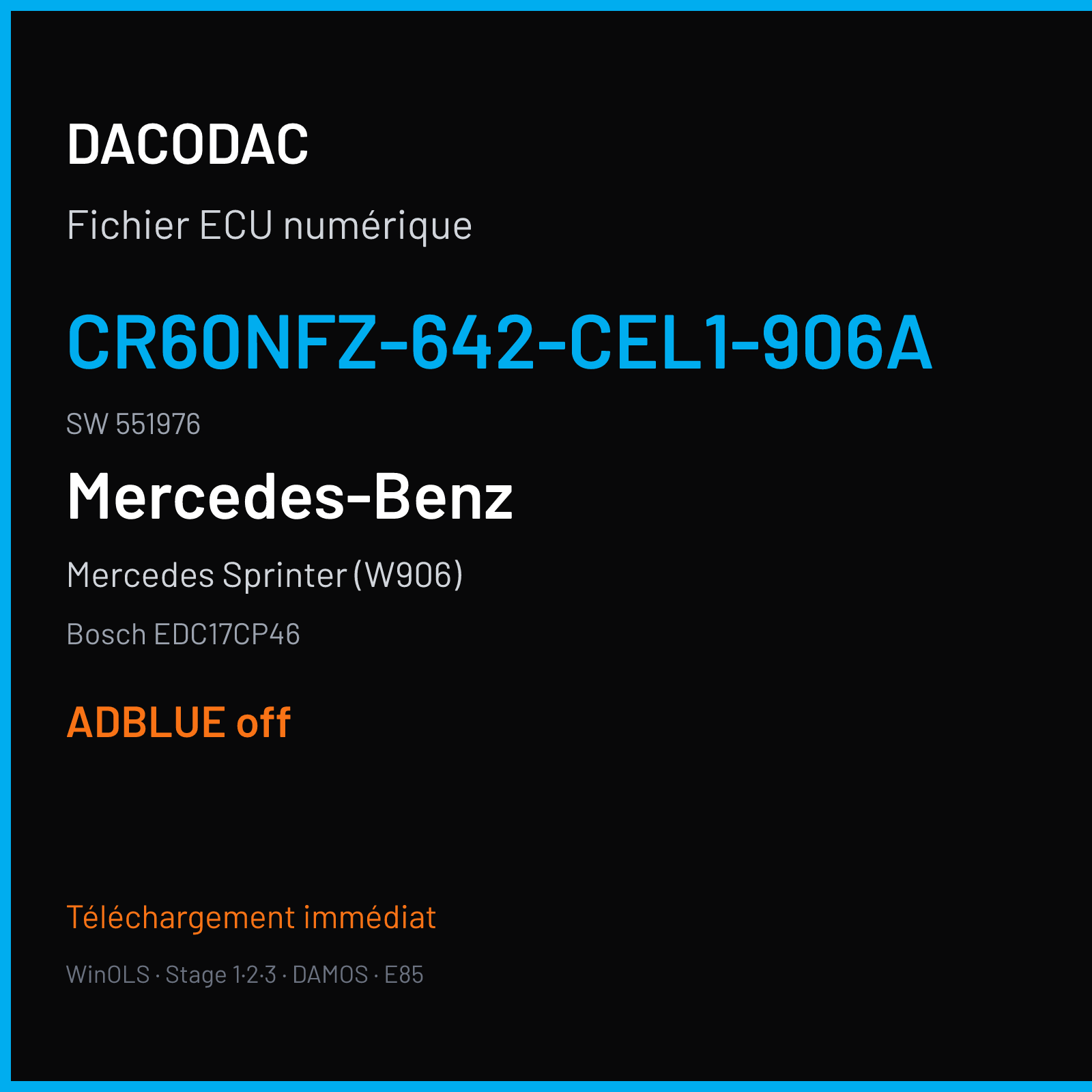 Mercedes Sprinter (W906) (2013) — Bosch EDC17CP46 — CR60NFZ-642-CEL1-906A · 551976 — ADBLUE off