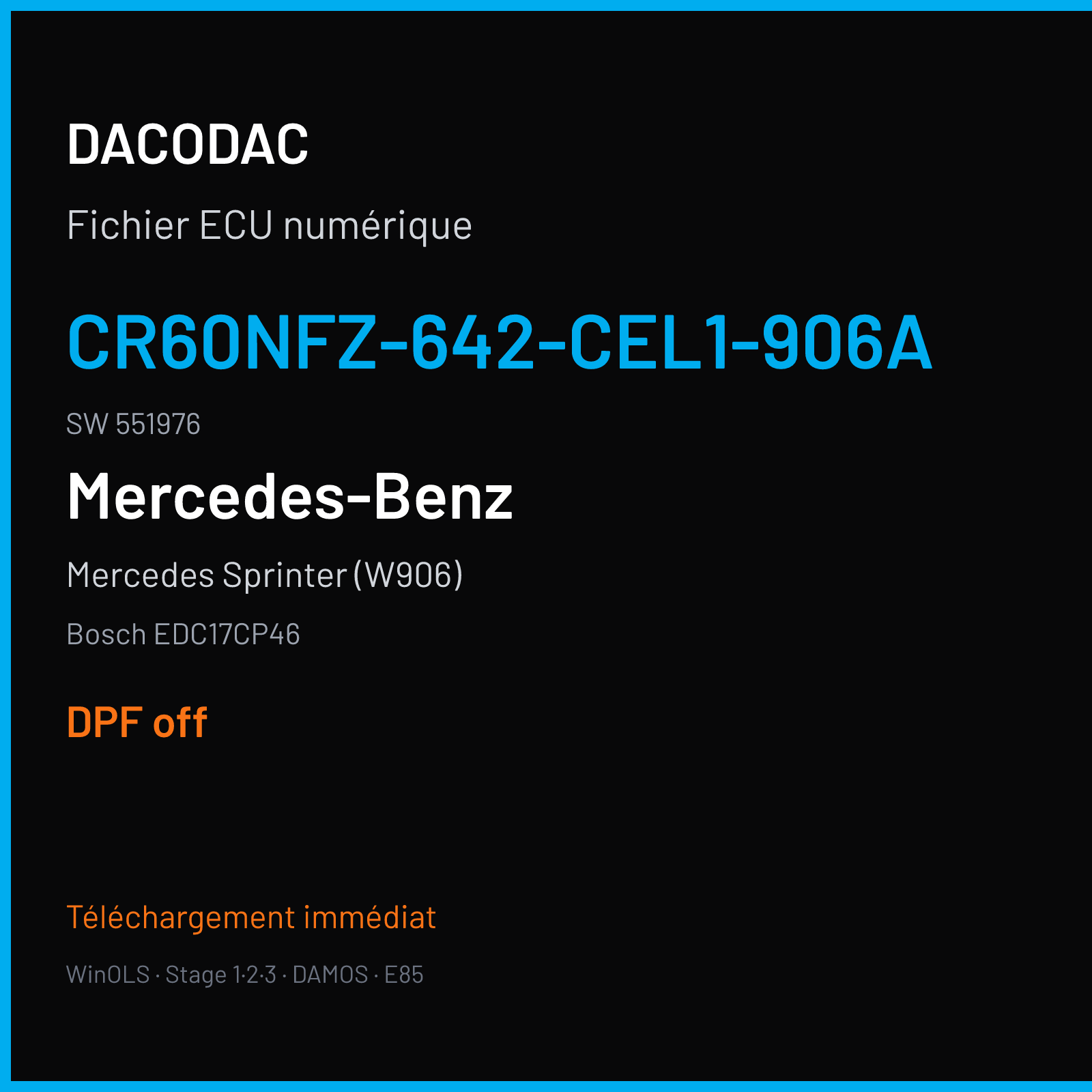 Mercedes Sprinter (W906) (2013) — Bosch EDC17CP46 — CR60NFZ-642-CEL1-906A · 551976 — DPF off