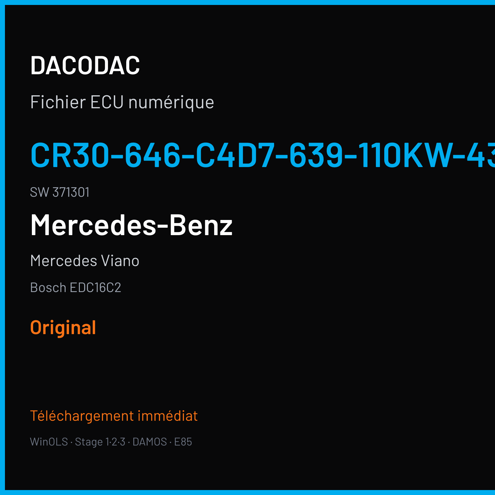 Mercedes Viano (2004) — Bosch EDC16C2 — CR30-646-C4D7-639-110KW-43-0MEF-02-DAG-ME · 371301 — Original