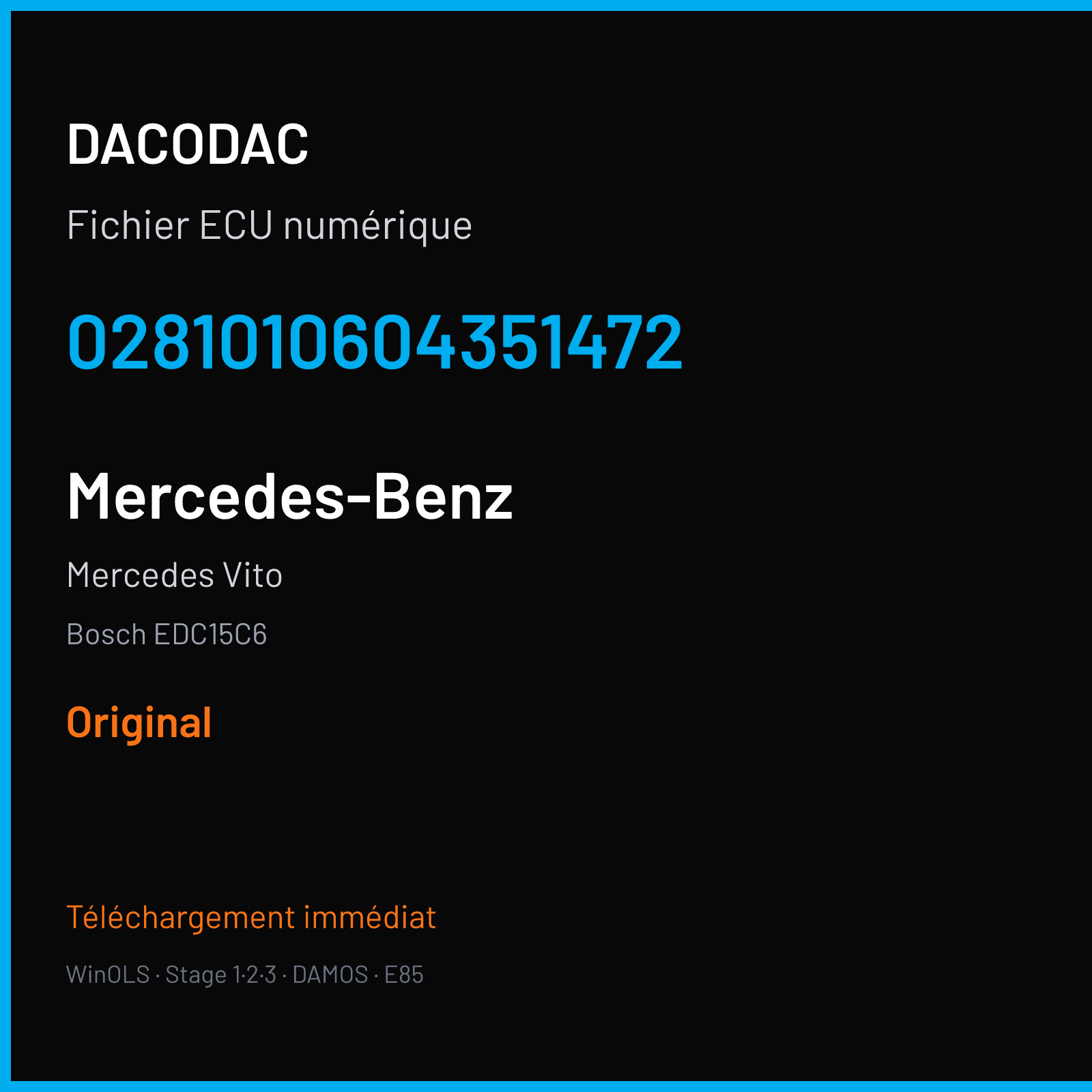 Mercedes Vito (2002) — Bosch EDC15C6 — 0281010604351472 — Original