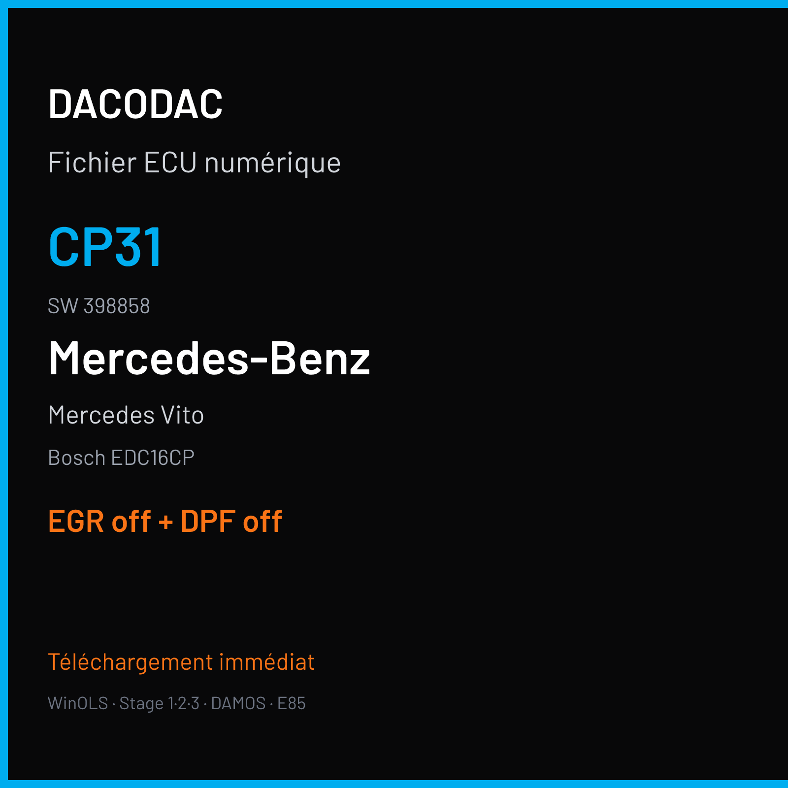Mercedes Vito (2009) — Bosch EDC16CP — CP31 · 398858 — EGR off + DPF off