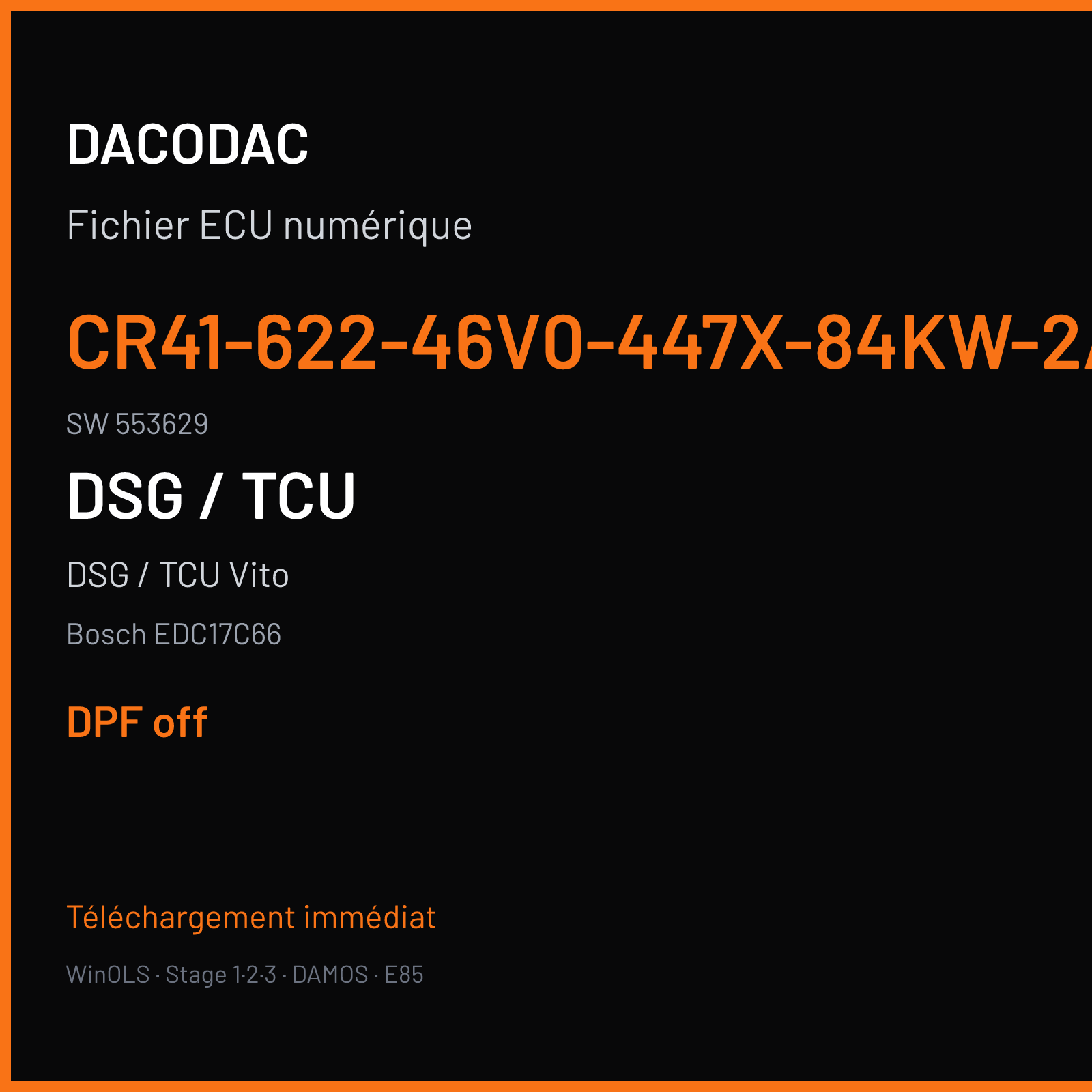 DSG / TCU Vito (2014) — Bosch EDC17C66 — CR41-622-46V0-447X-84KW-2ASL4V1-EU5OPR-C1-GETRIEBEA447260030 · 553629 — DPF off