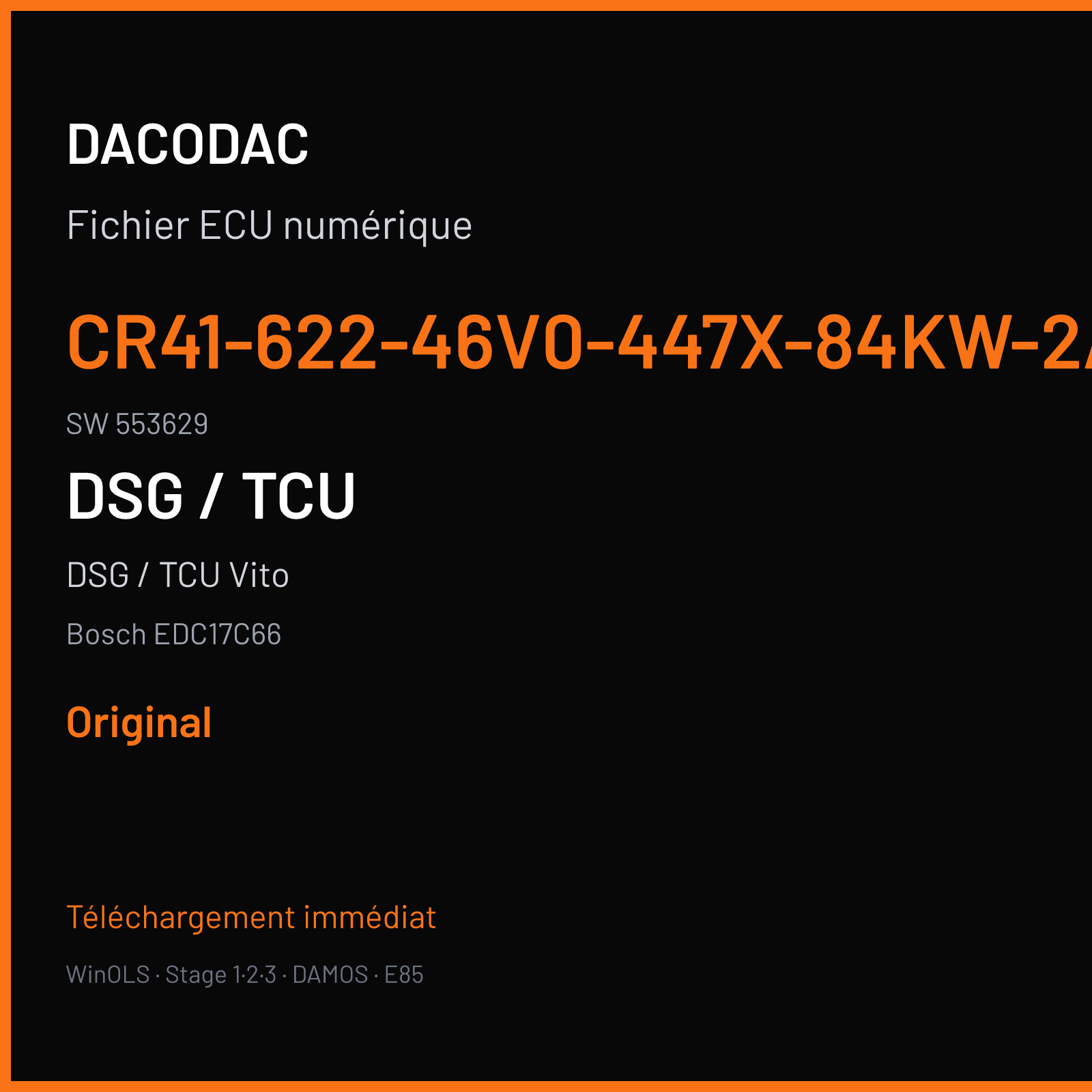 DSG / TCU Vito (2015) — Bosch EDC17C66 — CR41-622-46V0-447X-84KW-2ASL4V1-EU5OPR-C1-GETRIEBEA447260030 · 553629 — Original