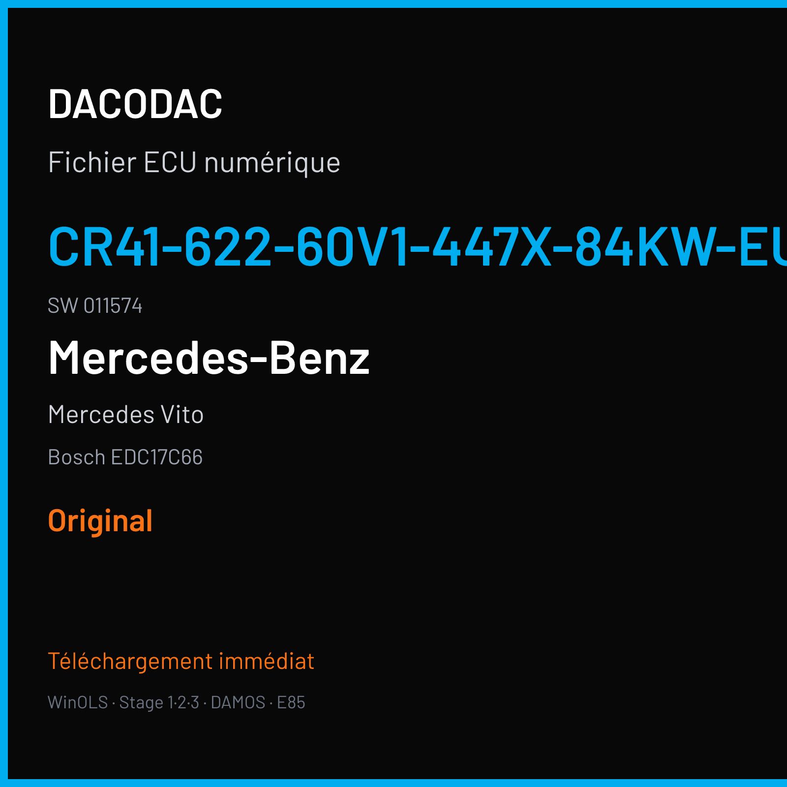 Mercedes Vito (2014) — Bosch EDC17C66 — CR41-622-60V1-447X-84KW-EU5-GEN4-JX2-ME11 · 011574 — Original