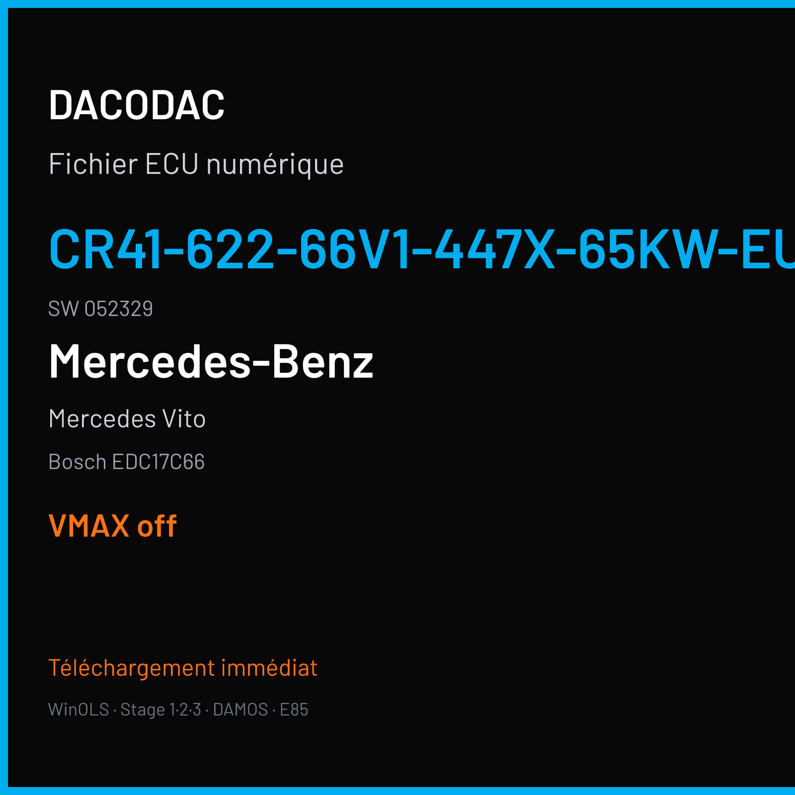 Mercedes Vito (2017) — Bosch EDC17C66 — CR41-622-66V1-447X-65KW-EU6III-JX2-ME17 · 052329 — VMAX off
