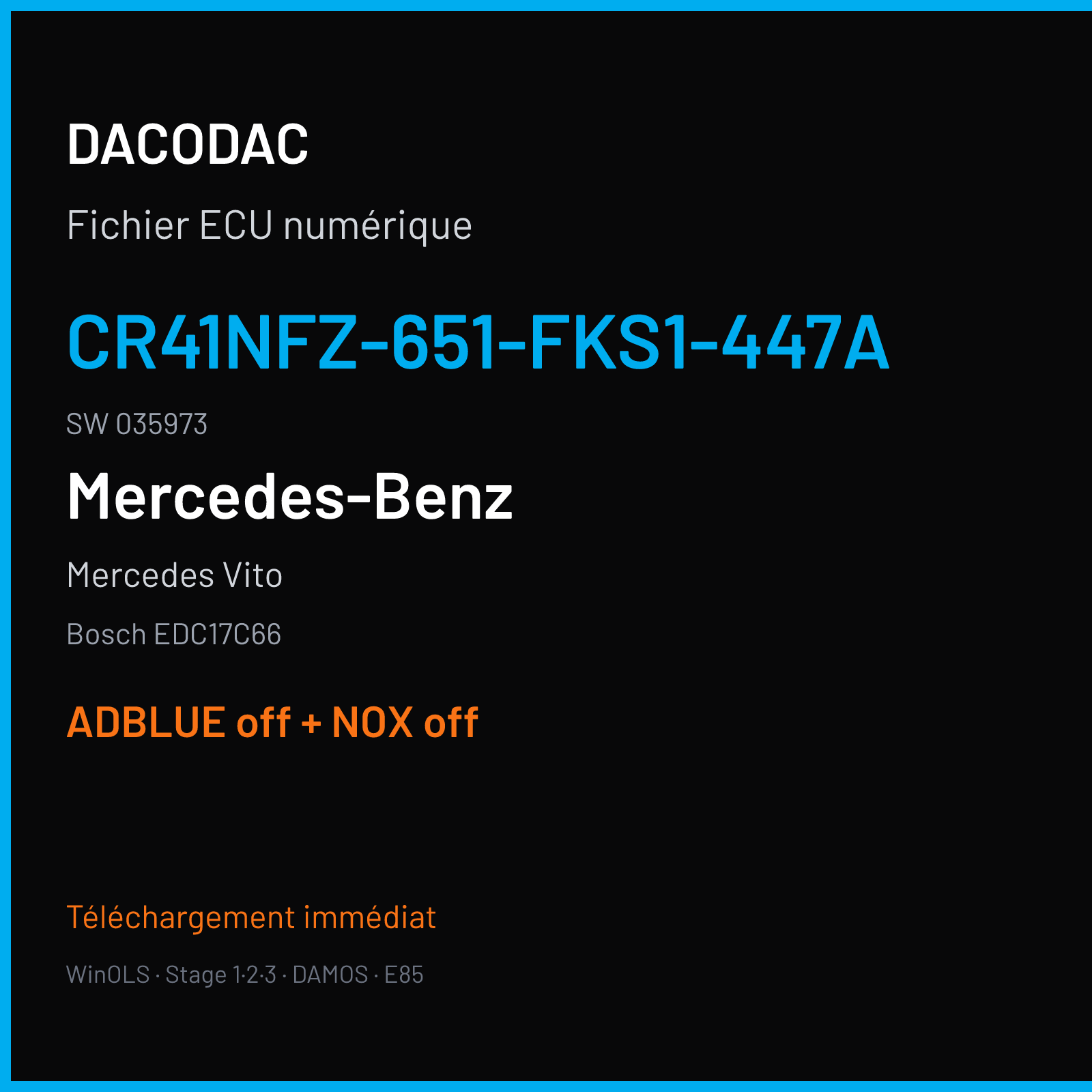 Mercedes Vito (2016) — Bosch EDC17C66 — CR41NFZ-651-FKS1-447A · 035973 — ADBLUE off + NOX off