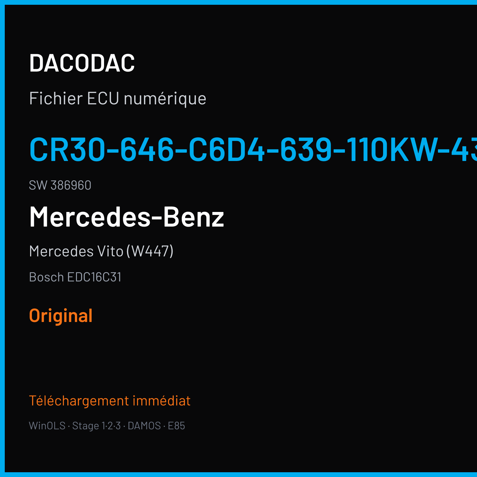 Mercedes Vito (W447) (2006) — Bosch EDC16C31 — CR30-646-C6D4-639-110KW-43P-0MEF-03-DAE-001 · 386960 — Original