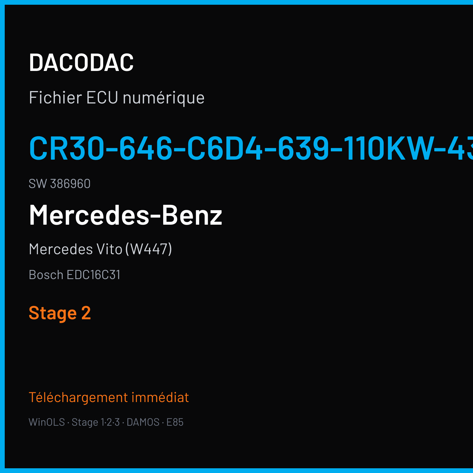 Mercedes Vito (W447) (2006) — Bosch EDC16C31 — CR30-646-C6D4-639-110KW-43P-0MEF-03-DAE-001 · 386960 — Stage 2