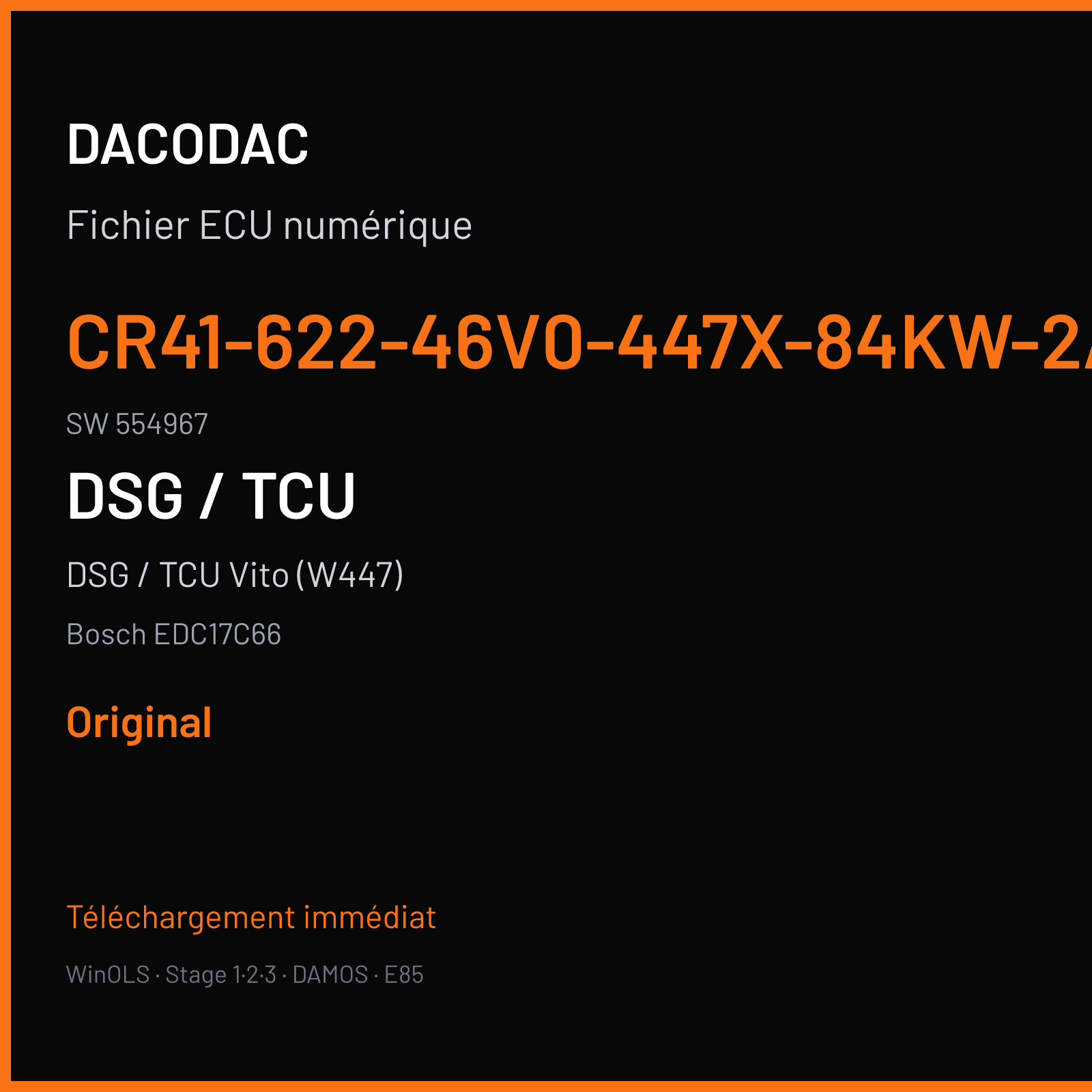DSG / TCU Vito (W447) (2015) — Bosch EDC17C66 — CR41-622-46V0-447X-84KW-2ASL4V1-EU5OPS-C1-GETRIEBEA447260030 · 554967 — Original