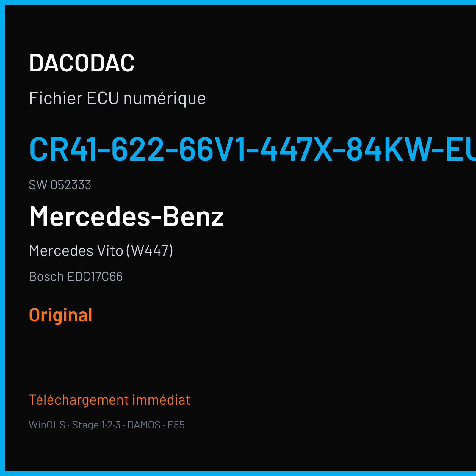 Mercedes Vito (W447) (2018) — Bosch EDC17C66 — CR41-622-66V1-447X-84KW-EU6III-JX2-ME17 · 052333 — Original
