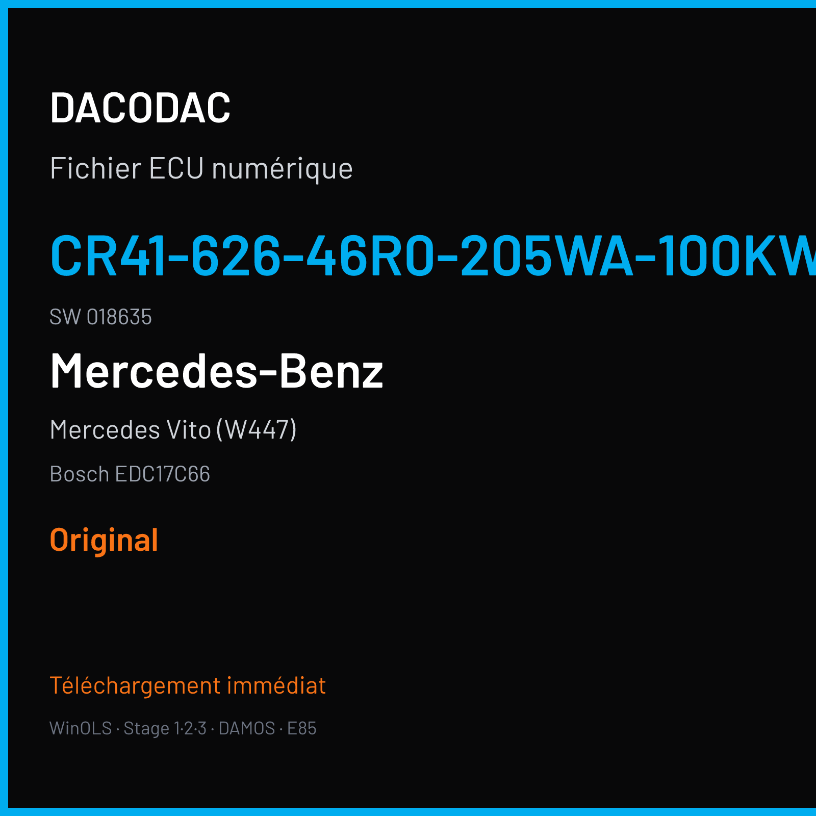 Mercedes Vito (W447) (2014) — Bosch EDC17C66 — CR41-626-46R0-205WA-100KW-CH4-EU6SCR · 018635 — Original