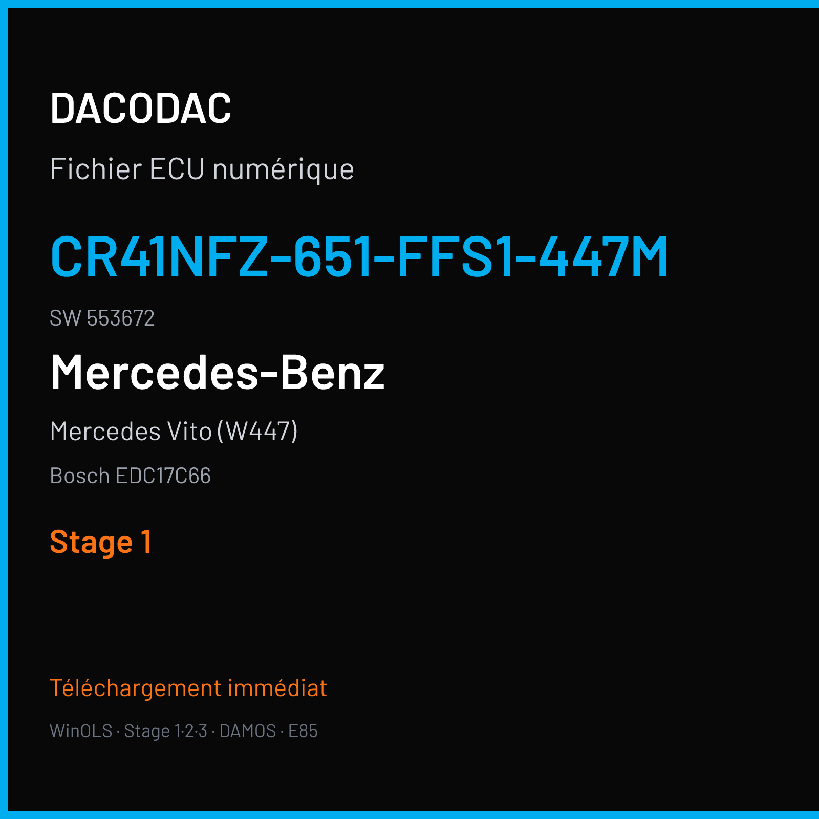 Mercedes Vito (W447) (2014) — Bosch EDC17C66 — CR41NFZ-651-FFS1-447M · 553672 — Stage 1