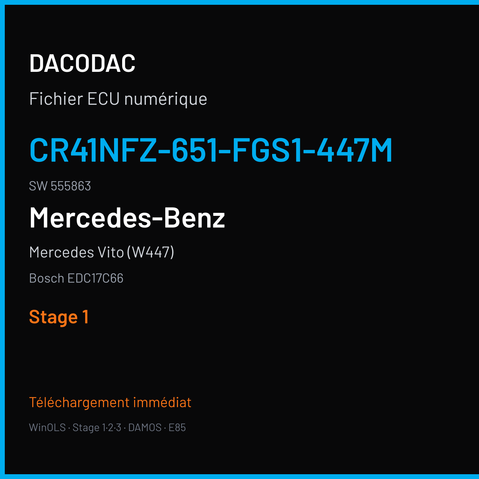 Mercedes Vito (W447) (2016) — Bosch EDC17C66 — CR41NFZ-651-FGS1-447M · 555863 — Stage 1