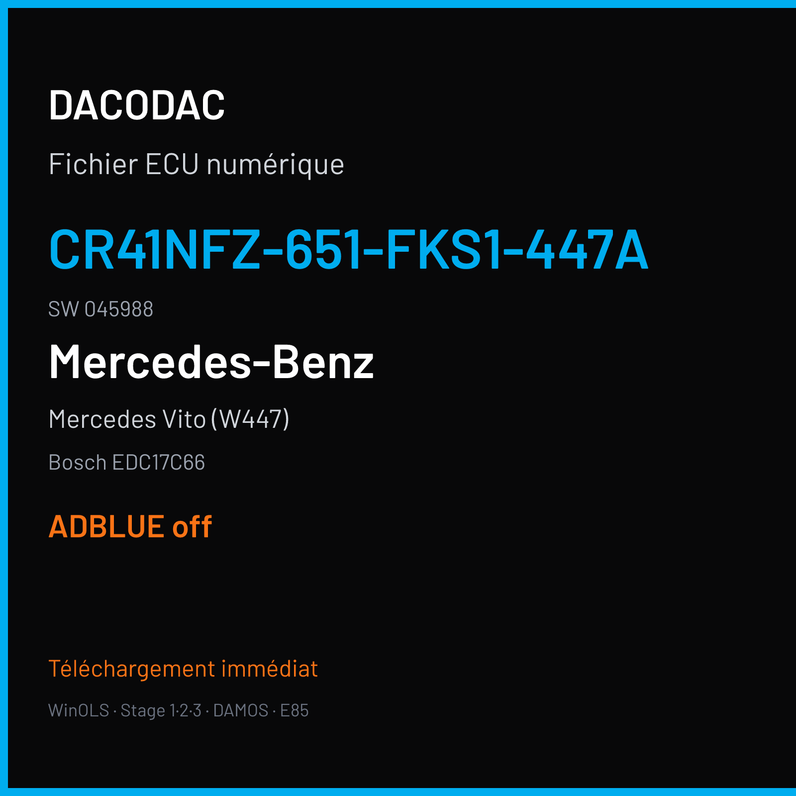 Mercedes Vito (W447) (2017) — Bosch EDC17C66 — CR41NFZ-651-FKS1-447A · 045988 — ADBLUE off