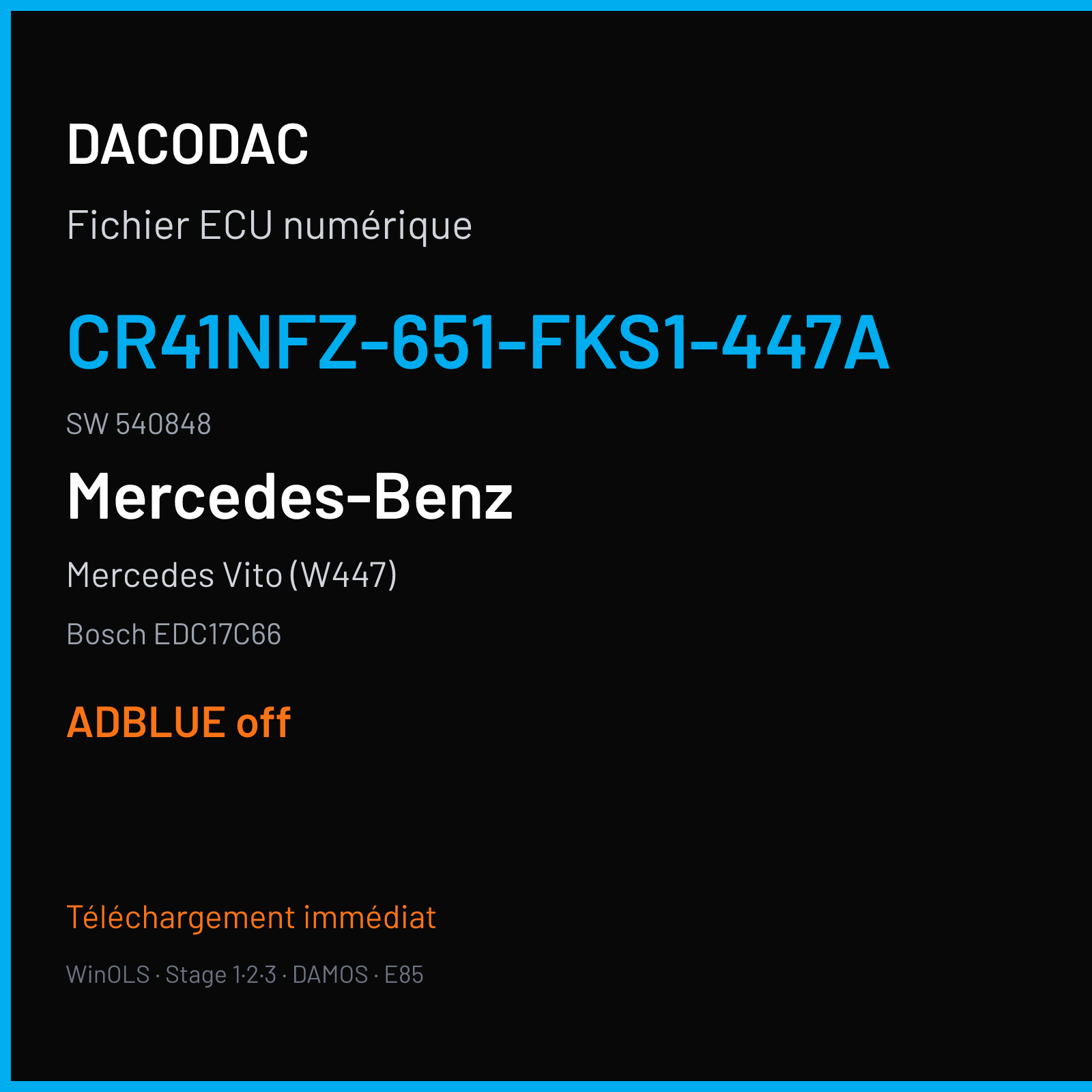 Mercedes Vito (W447) (2016) — Bosch EDC17C66 — CR41NFZ-651-FKS1-447A · 540848 — ADBLUE off