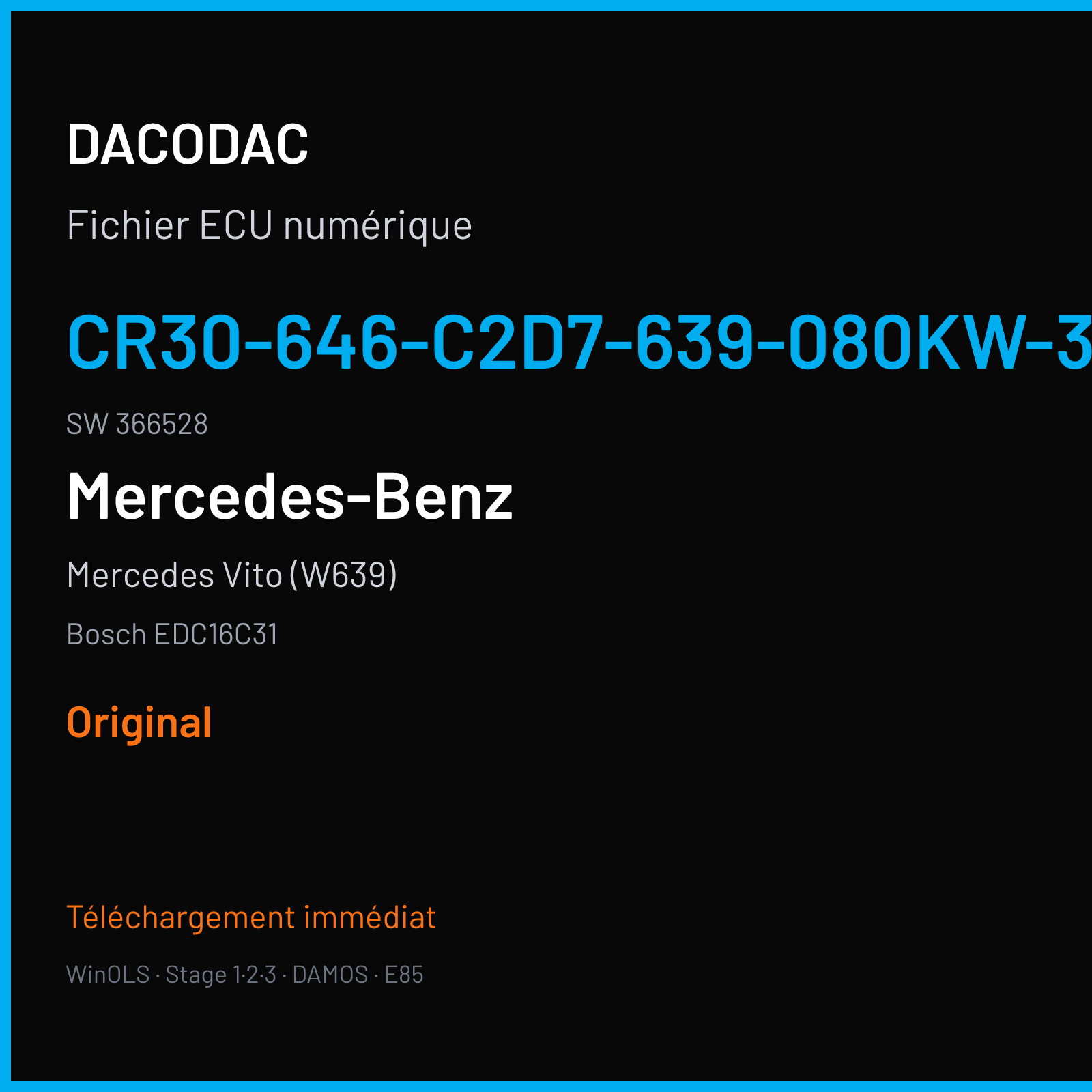 Mercedes Vito (W639) (2003) — Bosch EDC16C31 — CR30-646-C2D7-639-080KW-33-0MEF-01-DAG-ME · 366528 — Original