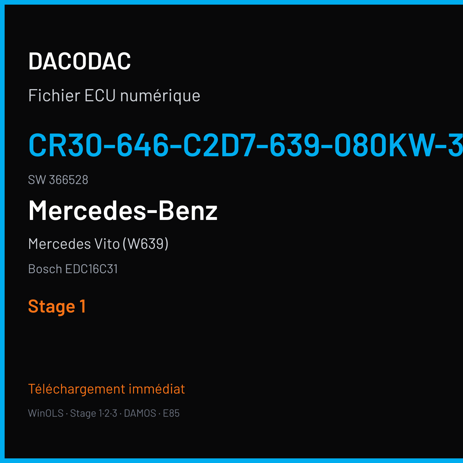 Mercedes Vito (W639) (2003) — Bosch EDC16C31 — CR30-646-C2D7-639-080KW-33-0MEF-01-DAG-ME · 366528 — Stage 1