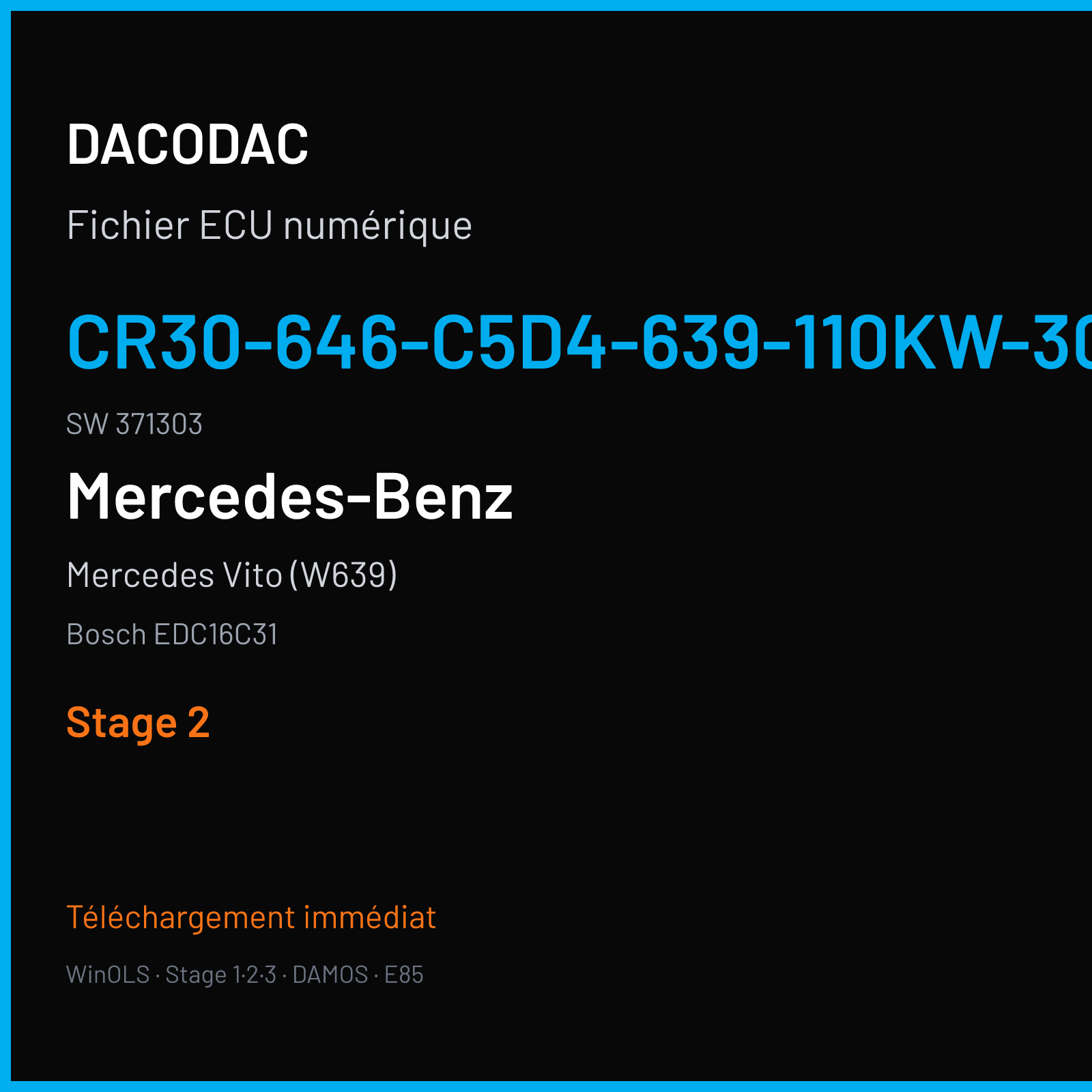 Mercedes Vito (W639) (2005) — Bosch EDC16C31 — CR30-646-C5D4-639-110KW-30-0MEF-01-DAM-ME007 · 371303 — Stage 2