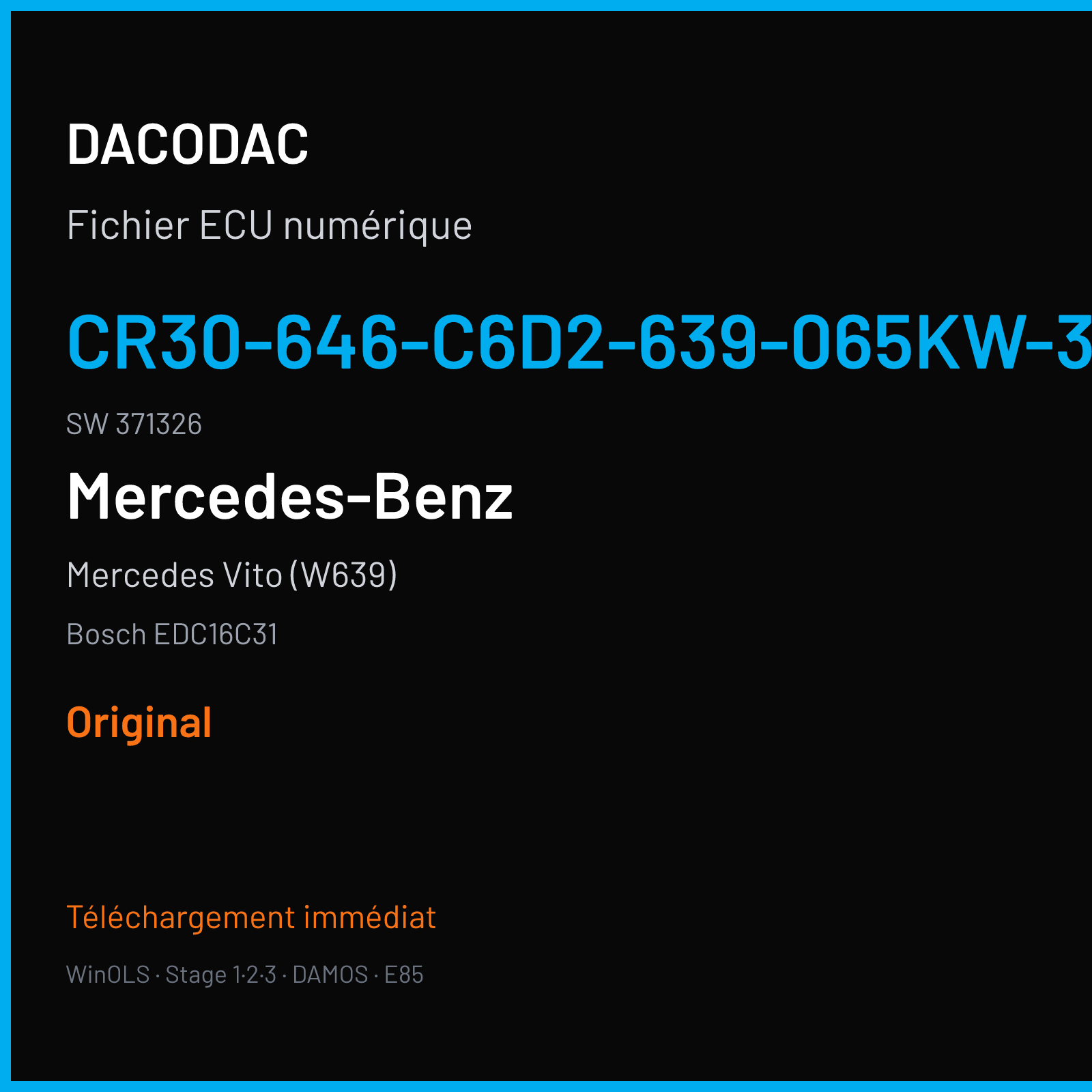 Mercedes Vito (W639) (2005) — Bosch EDC16C31 — CR30-646-C6D2-639-065KW-30-0MEF-02-DAG-001 · 371326 — Original