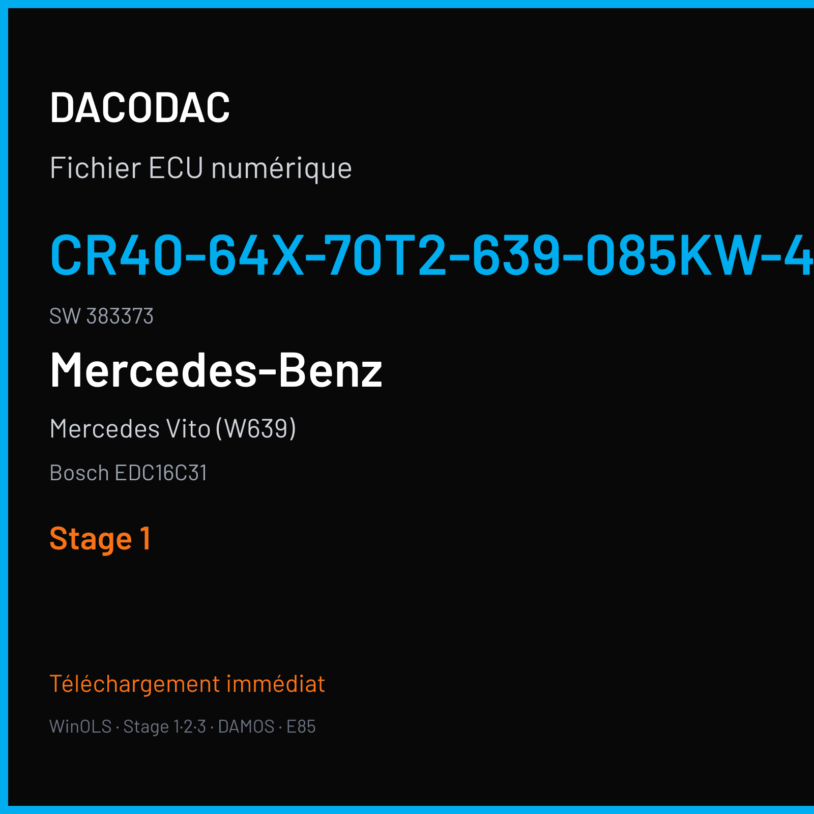 Mercedes Vito (W639) (2006) — Bosch EDC16C31 — CR40-64X-70T2-639-085KW-43P-0MEF-02-RFV-001 · 383373 — Stage 1