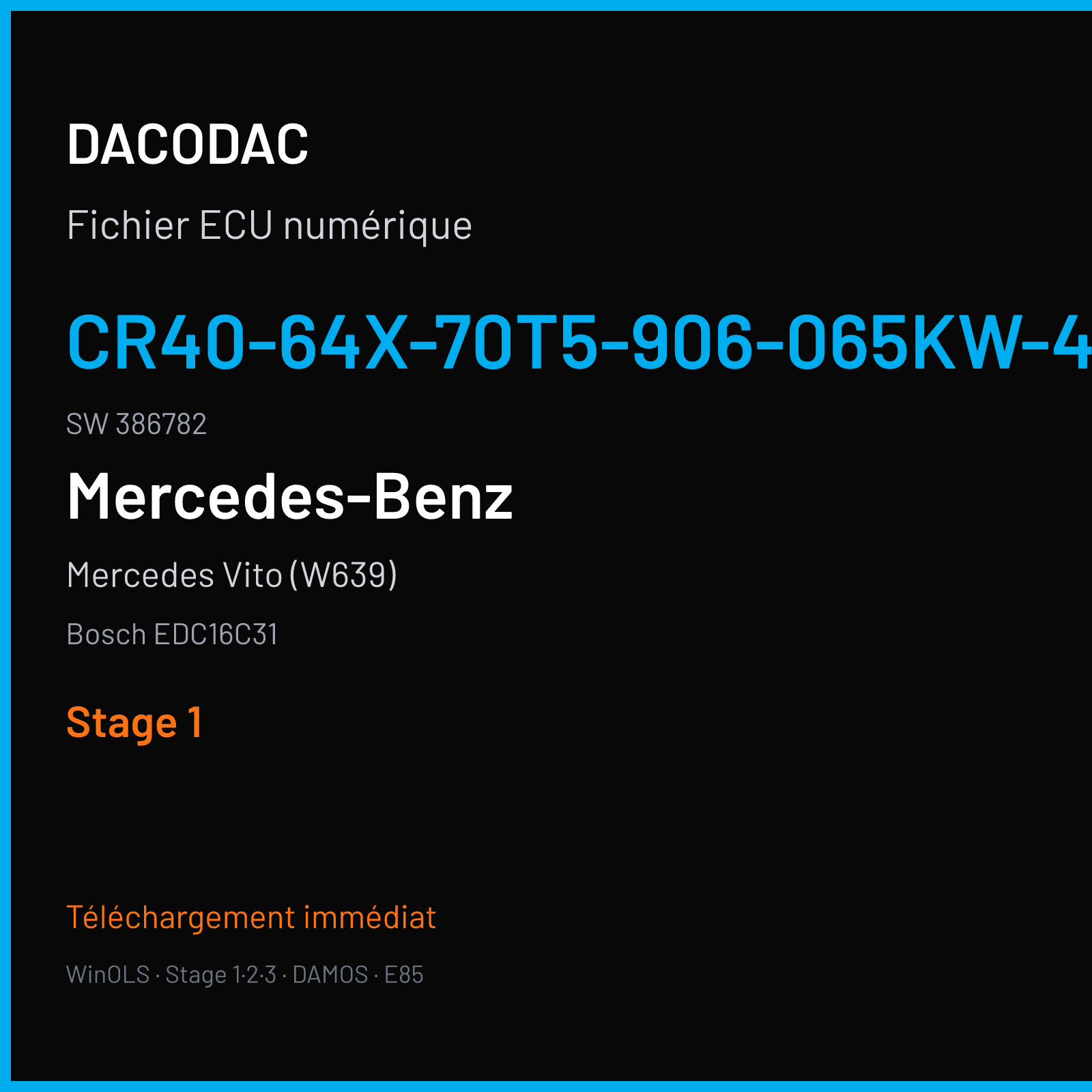 Mercedes Vito (W639) (2006) — Bosch EDC16C31 — CR40-64X-70T5-906-065KW-40-0MEF-01-IAG-002 · 386782 — Stage 1