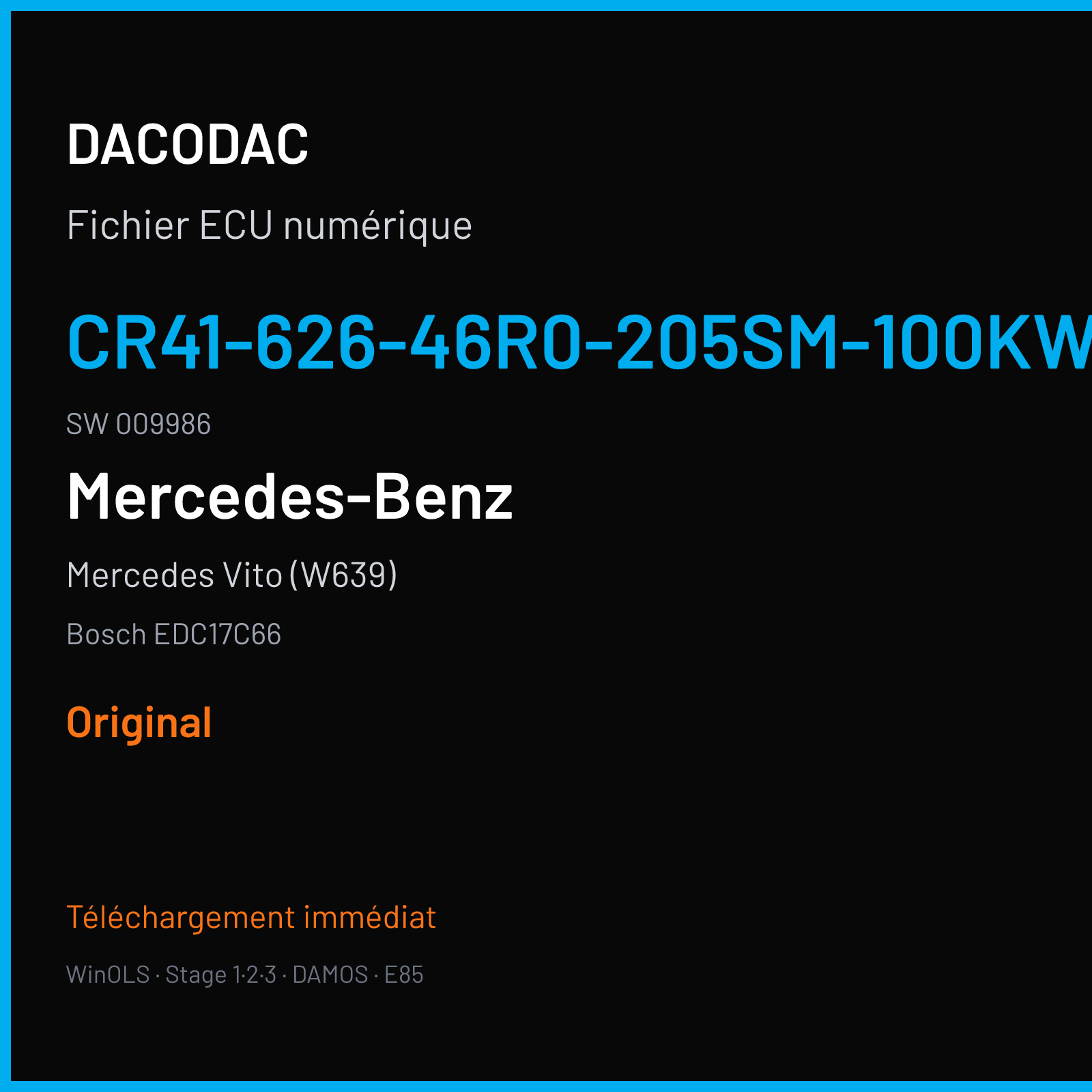 Mercedes Vito (W639) — Bosch EDC17C66 — CR41-626-46R0-205SM-100KW-CH4-EU6SCR · 009986 — Original