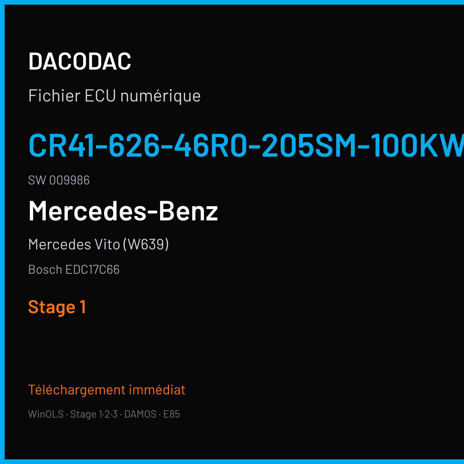 Mercedes Vito (W639) — Bosch EDC17C66 — CR41-626-46R0-205SM-100KW-CH4-EU6SCR · 009986 — Stage 1
