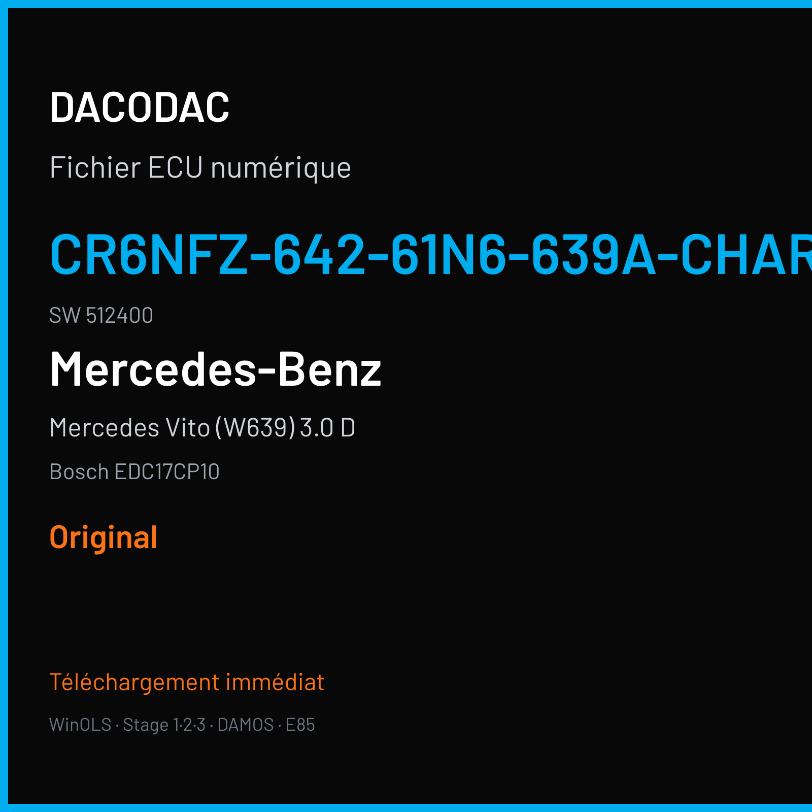 Mercedes Vito (W639) 3.0 D (2011) — Bosch EDC17CP10 — CR6NFZ-642-61N6-639A-CHARGE4 · 512400 — Original