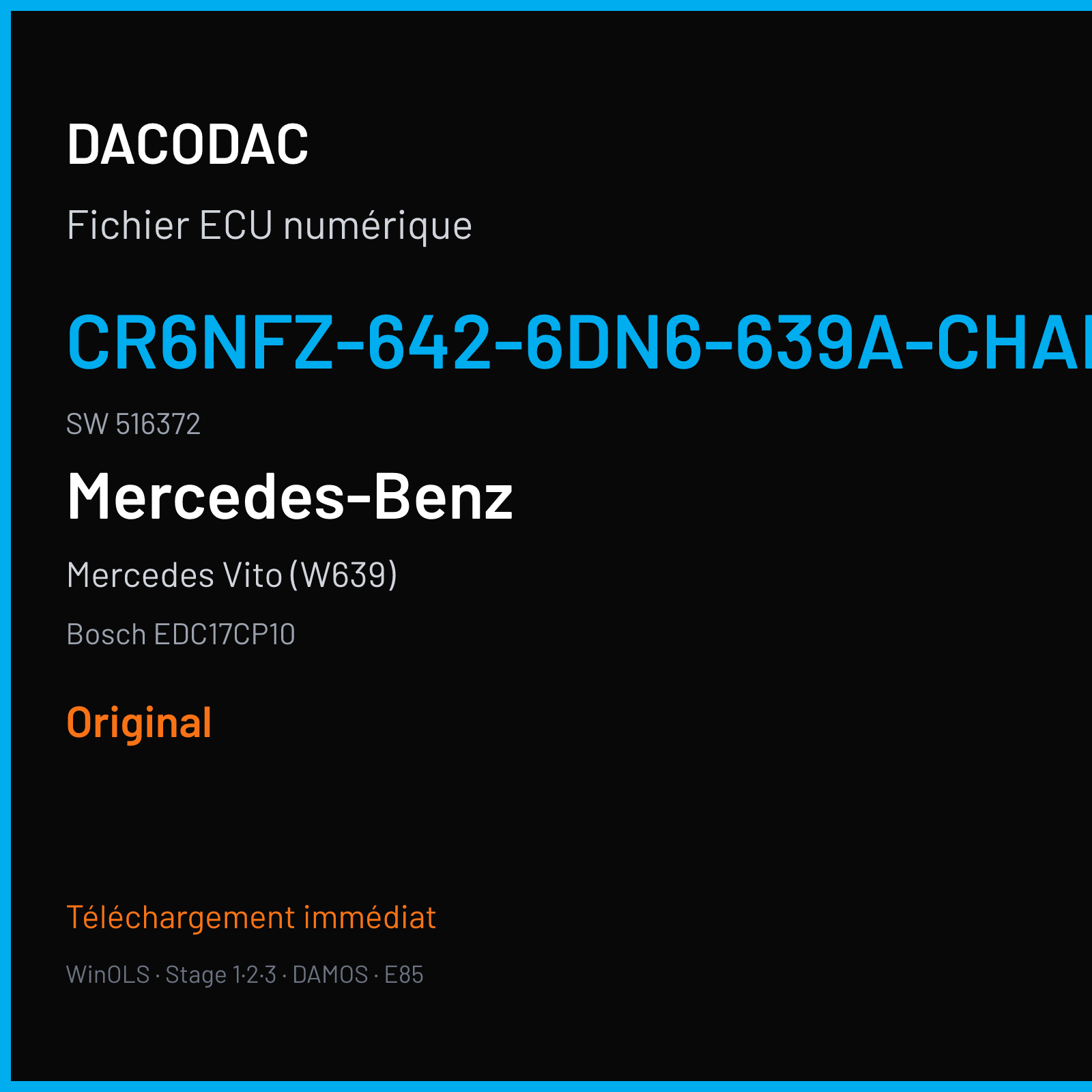 Mercedes Vito (W639) (2014) — Bosch EDC17CP10 — CR6NFZ-642-6DN6-639A-CHARGE4 · 516372 — Original