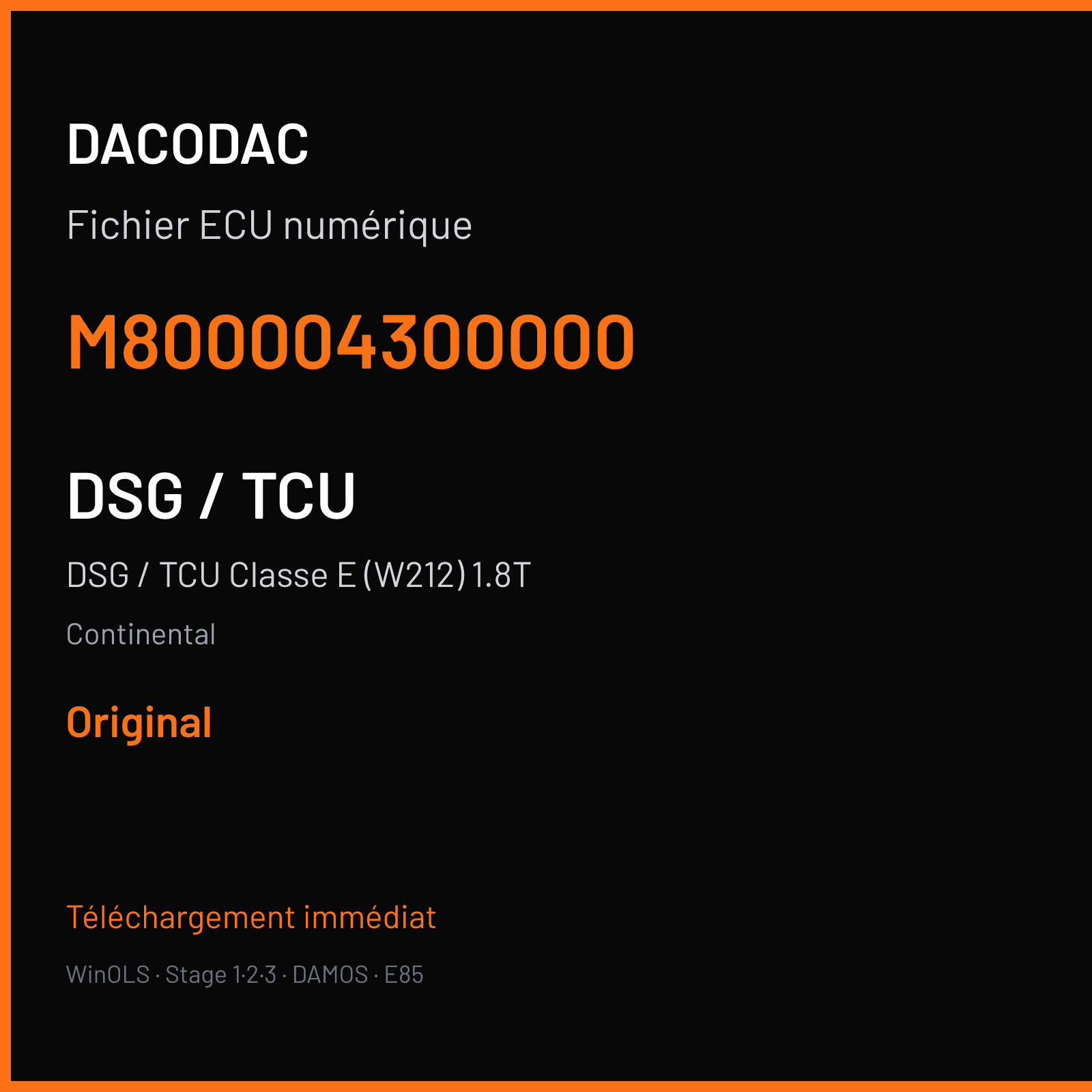 DSG / TCU Classe E (W212) 1.8T (2010) — Continental — M800004300000 — Original
