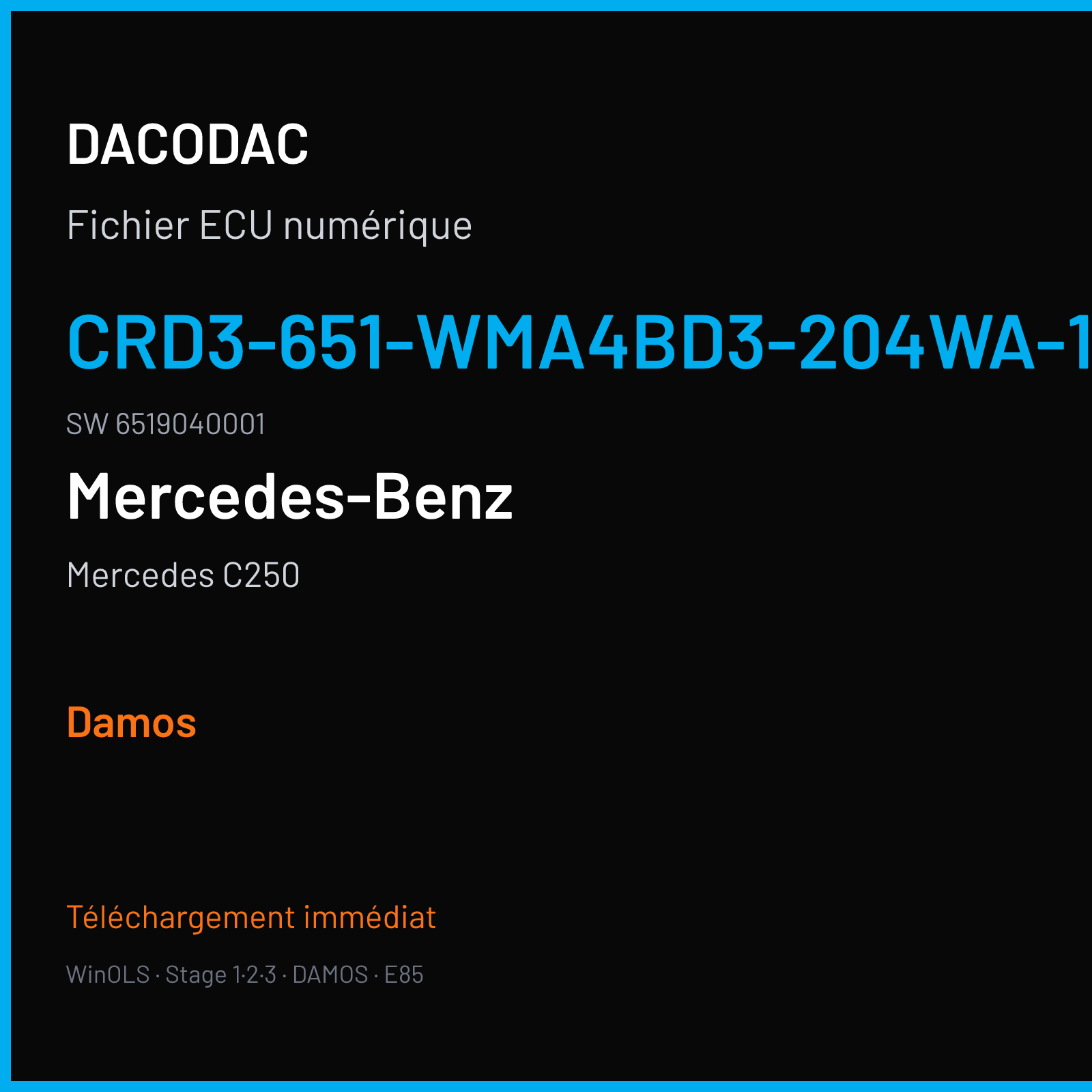 Mercedes C250 — CRD3-651-WMA4BD3-204WA-150kW-4CSLPR2S-EU5OP_RH-EF-05A_ME121101 · 6519040001 — Damos