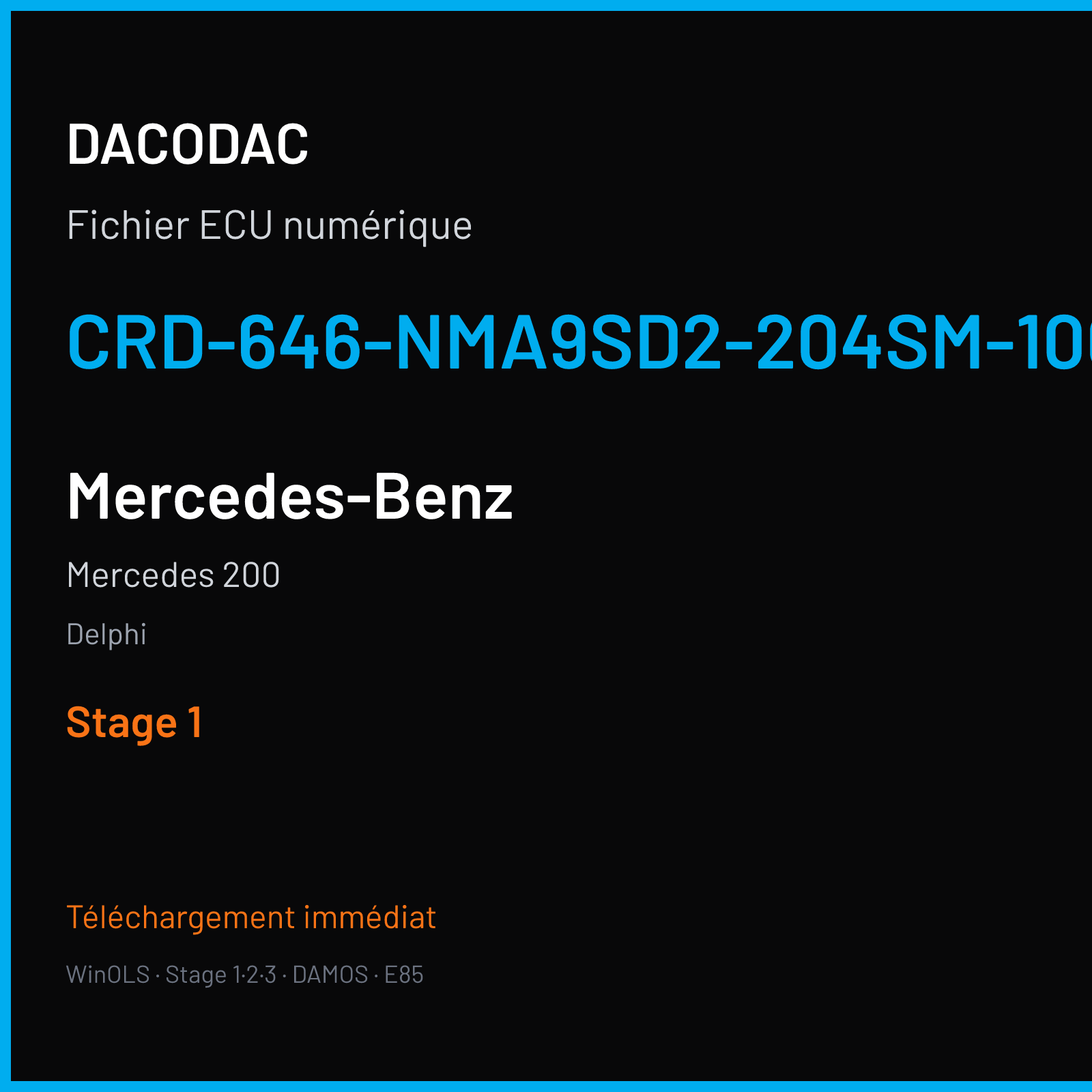 Mercedes 200 (2008) — Delphi — CRD-646-NMA9SD2-204SM-100KW-41OP-EF-ME-D55-1015X25 — Stage 1