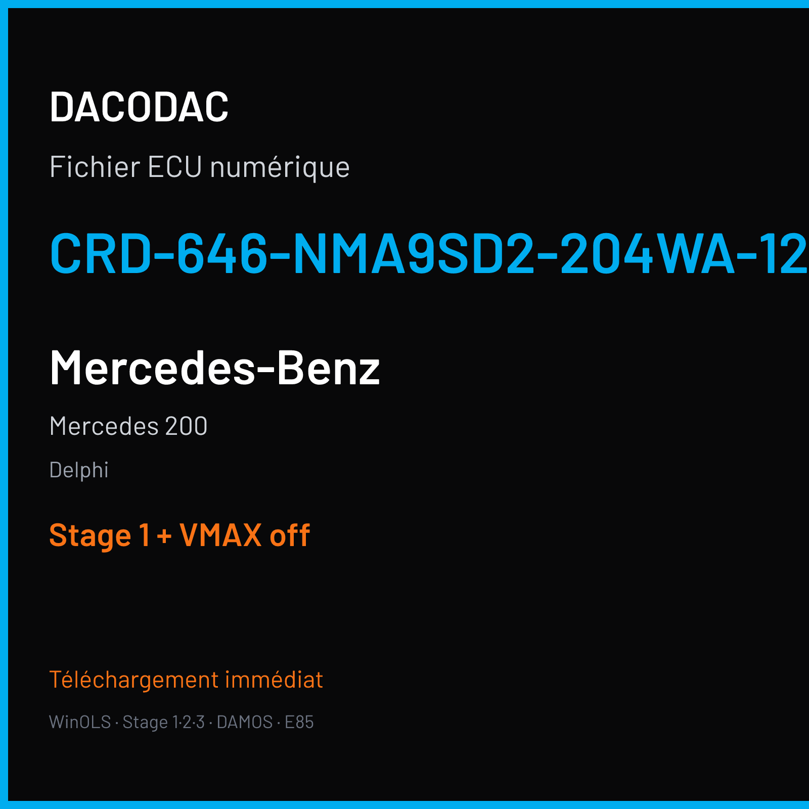 Mercedes 200 (2008) — Delphi — CRD-646-NMA9SD2-204WA-125KW-41OP-EF-ME-D55-1015X25 — Stage 1 + VMAX off