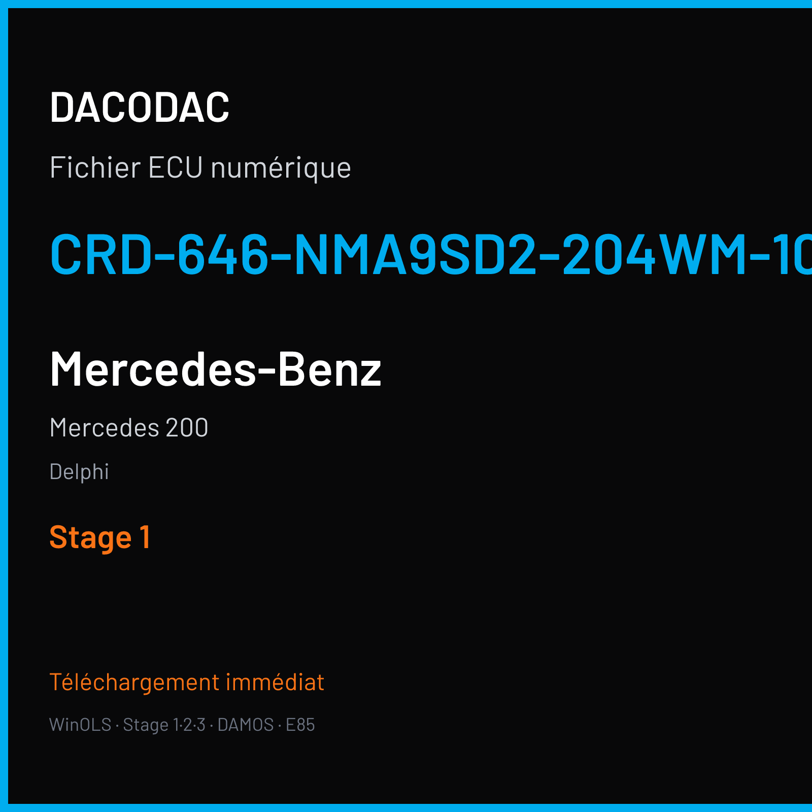 Mercedes 200 (2012) — Delphi — CRD-646-NMA9SD2-204WM-100KW-41O-EF-ME-D55-1015X25 — Stage 1