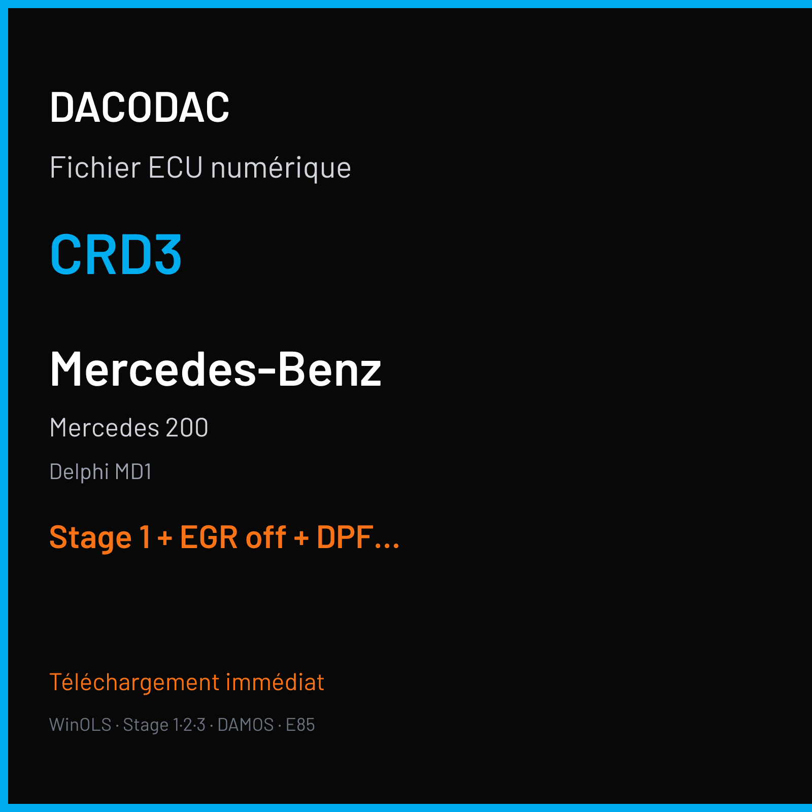 Mercedes 200 (2016) — Delphi MD1 — CRD3 — Stage 1 + EGR off + DPF off + VMAX off
