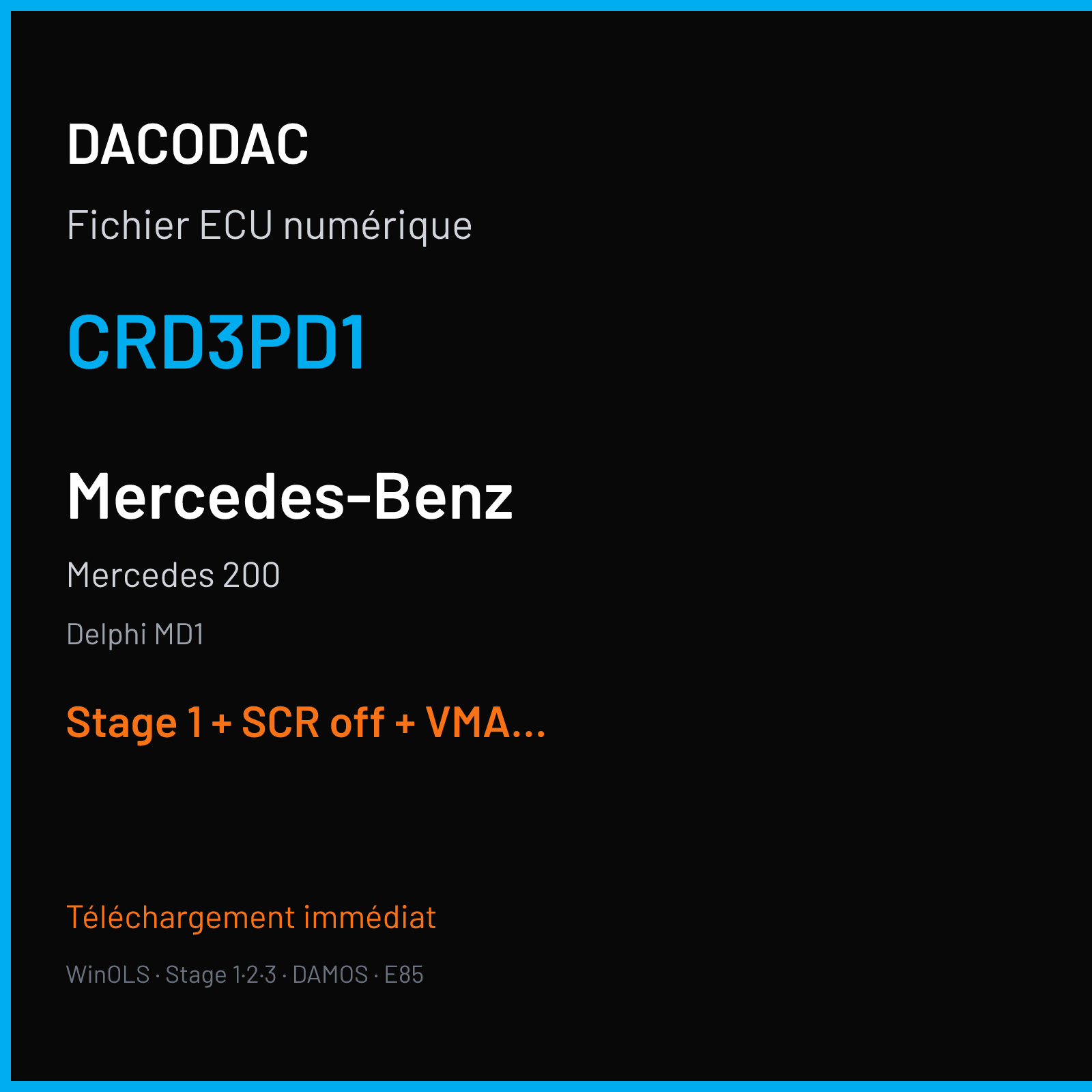 Mercedes 200 (2017) — Delphi MD1 — CRD3PD1 — Stage 1 + SCR off + VMAX off