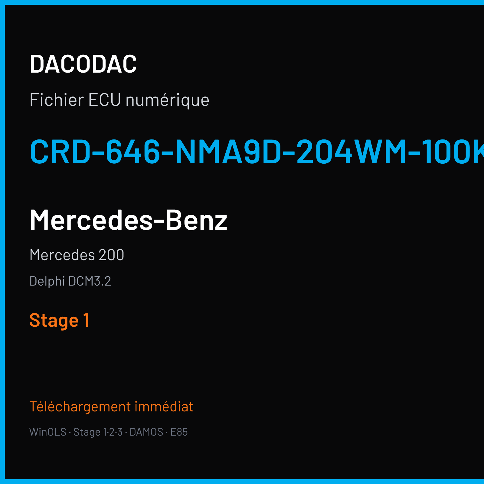 Mercedes 200 (2007) — Delphi DCM3.2 — CRD-646-NMA9D-204WM-100KW-41OP-EF-ME-D55-0708X08 — Stage 1