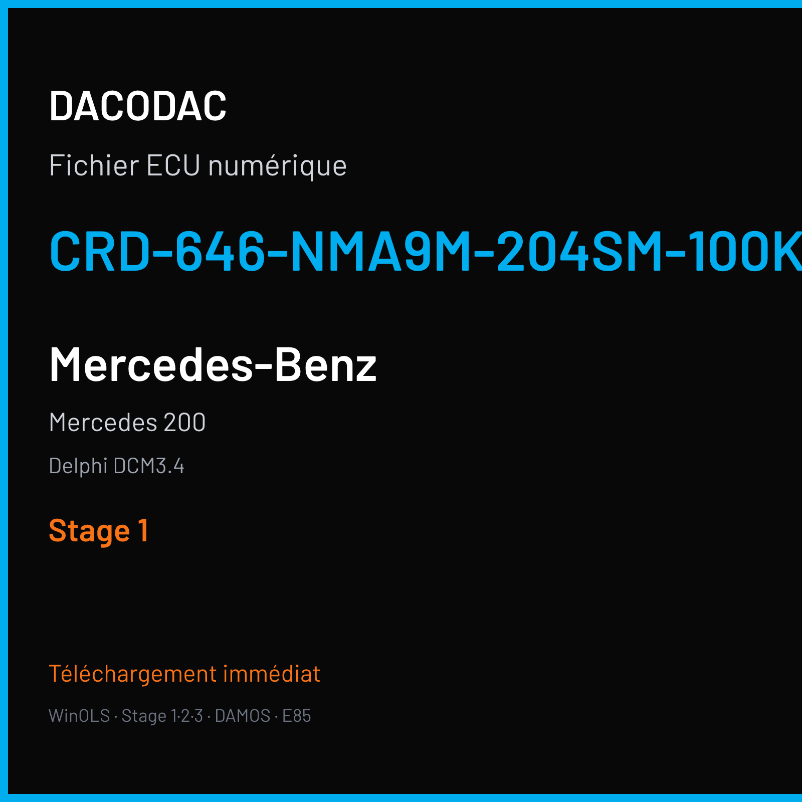 Mercedes 200 (2008) — Delphi DCM3.4 — CRD-646-NMA9M-204SM-100KW-41OP-EF-ME-D55-0823X18 — Stage 1