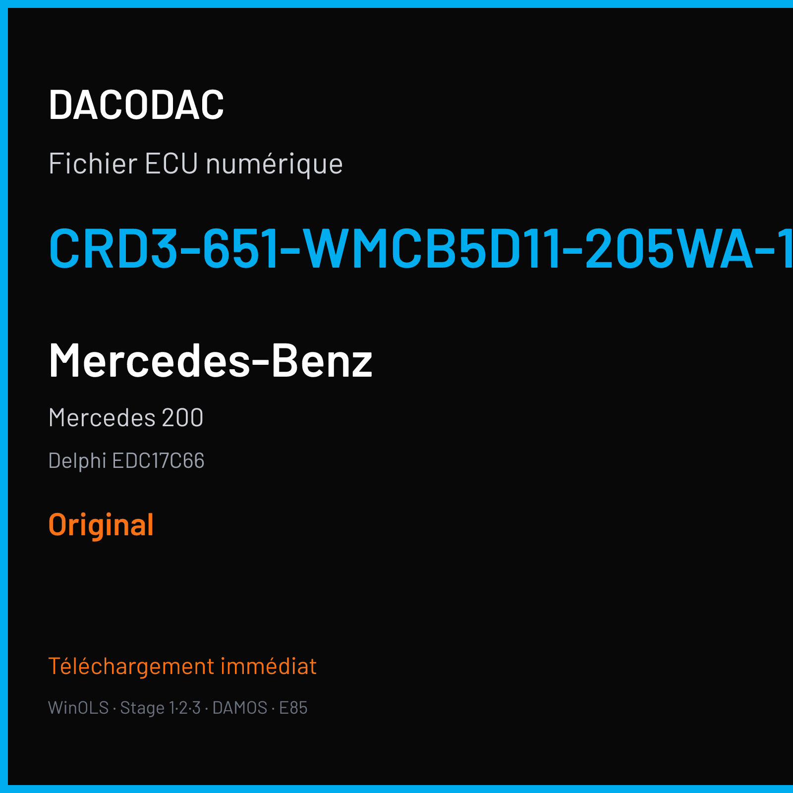 Mercedes 200 (2016) — Delphi EDC17C66 — CRD3-651-WMCB5D11-205WA-100KW — Original