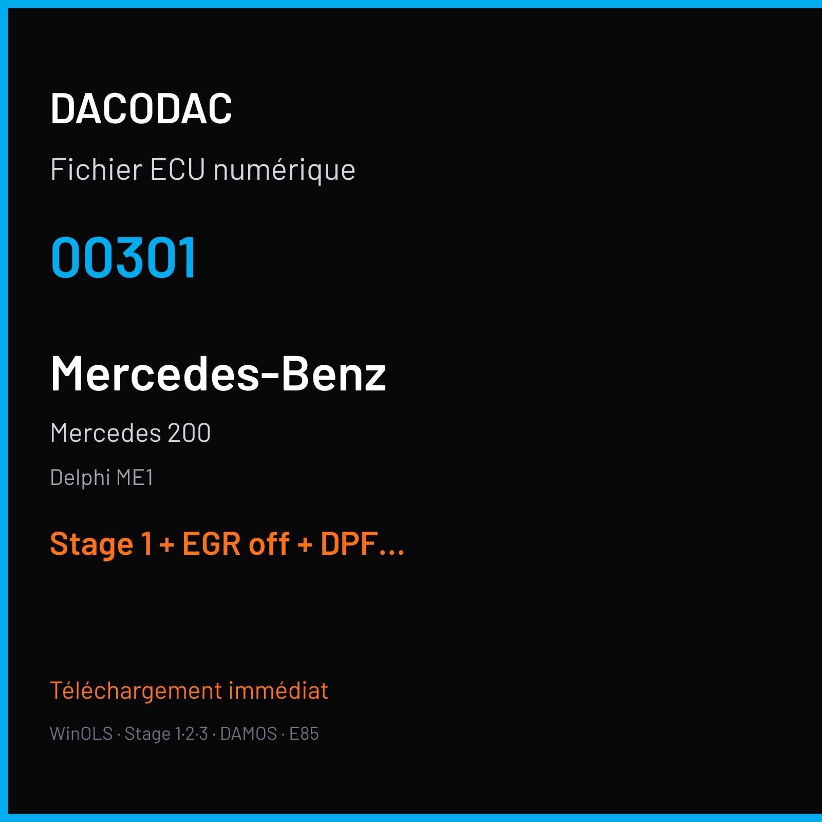 Mercedes 200 (2010) — Delphi ME1 — 00301 — Stage 1 + EGR off + DPF off + VMAX off