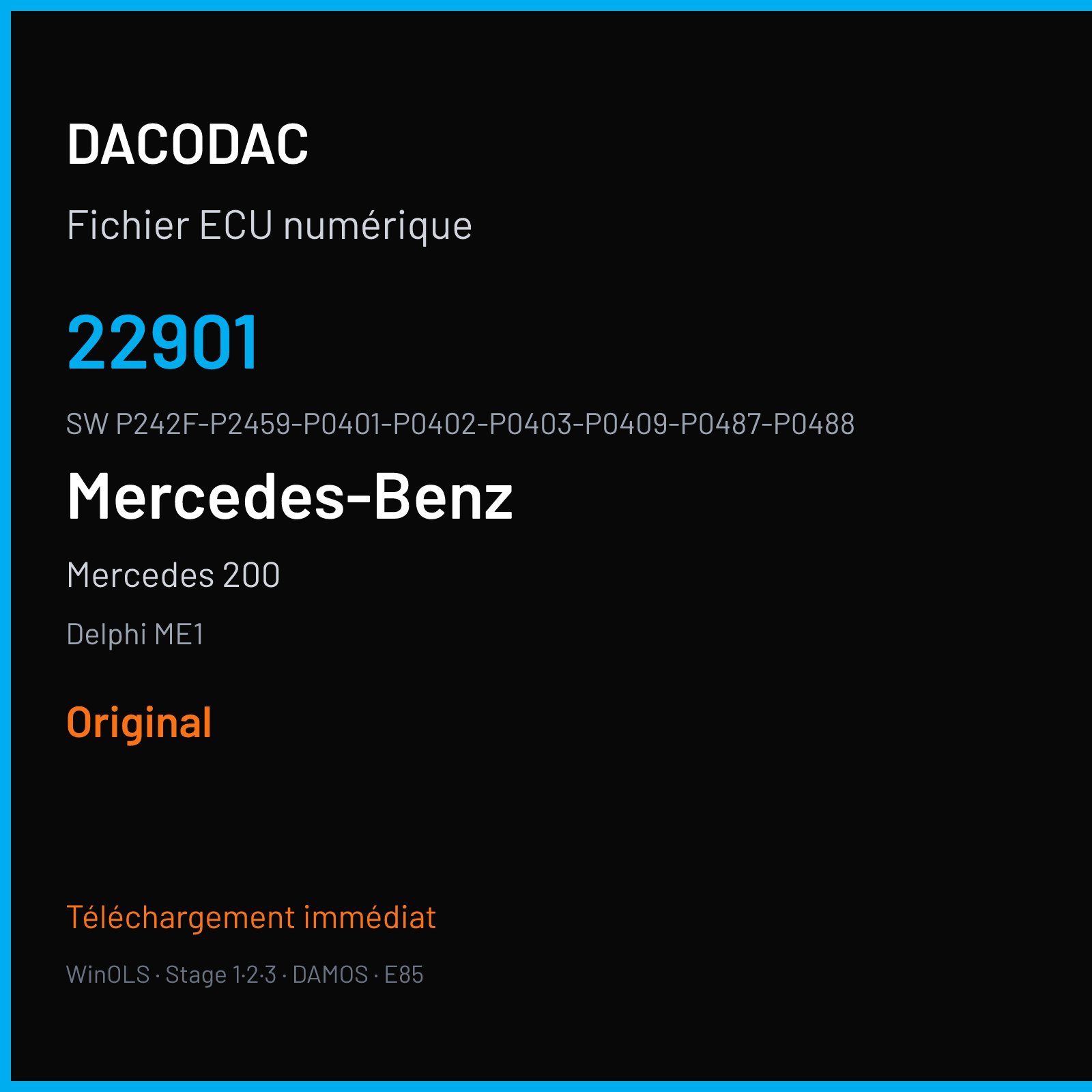 Mercedes 200 (2013) — Delphi ME1 — 22901 · P242F-P2459-P0401-P0402-P0403-P0409-P0487-P0488 — Original