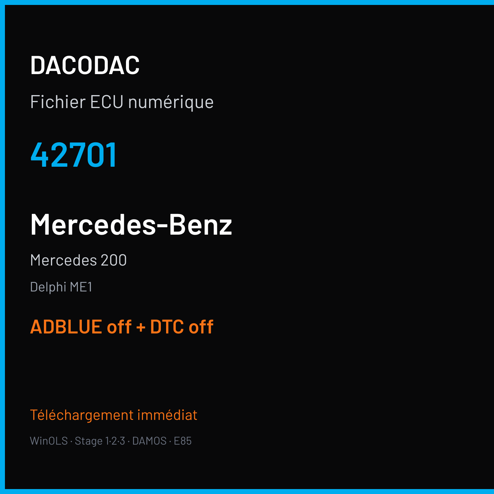 Mercedes 200 (2014) — Delphi ME1 — 42701 — ADBLUE off + DTC off