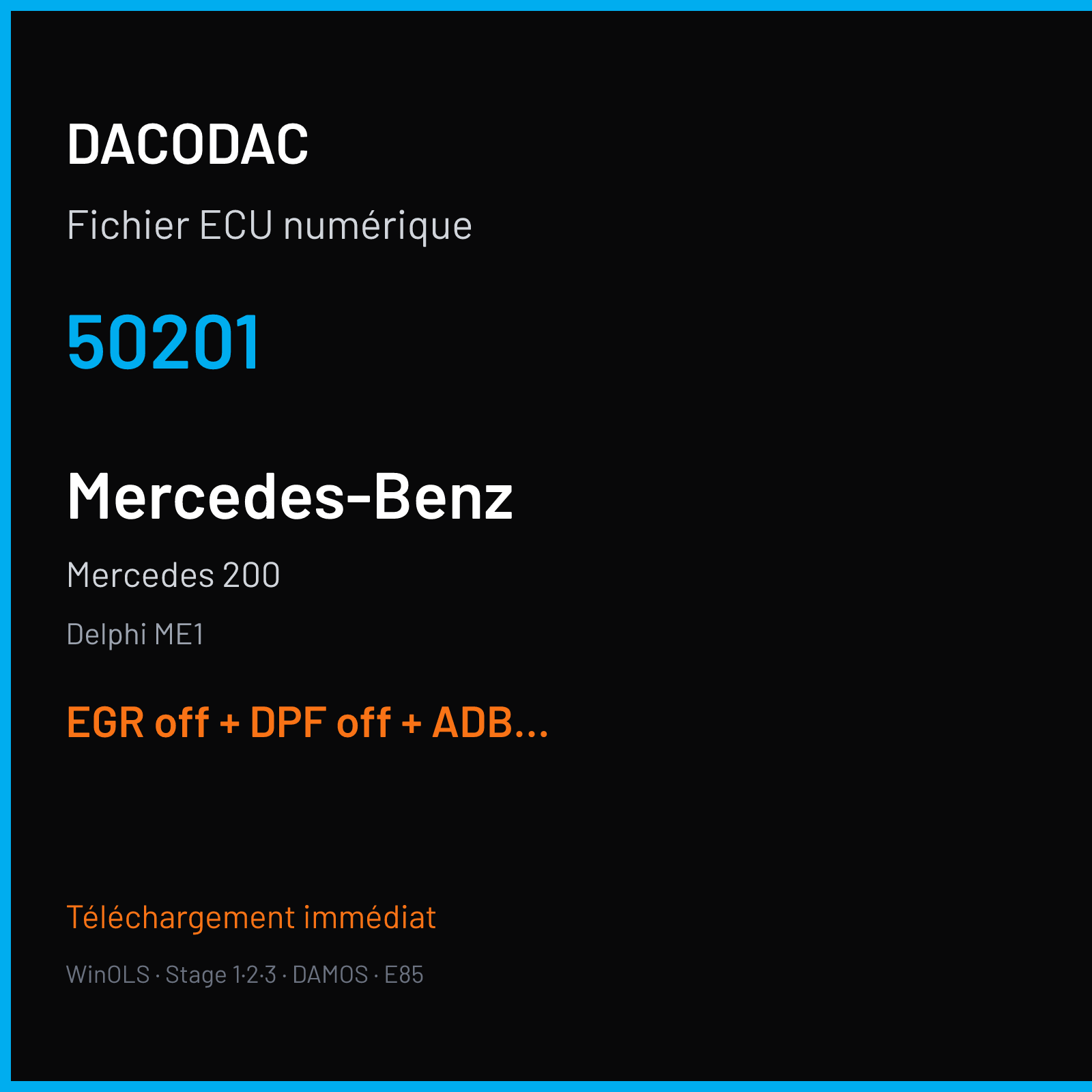 Mercedes 200 (2014) — Delphi ME1 — 50201 — EGR off + DPF off + ADBLUE off
